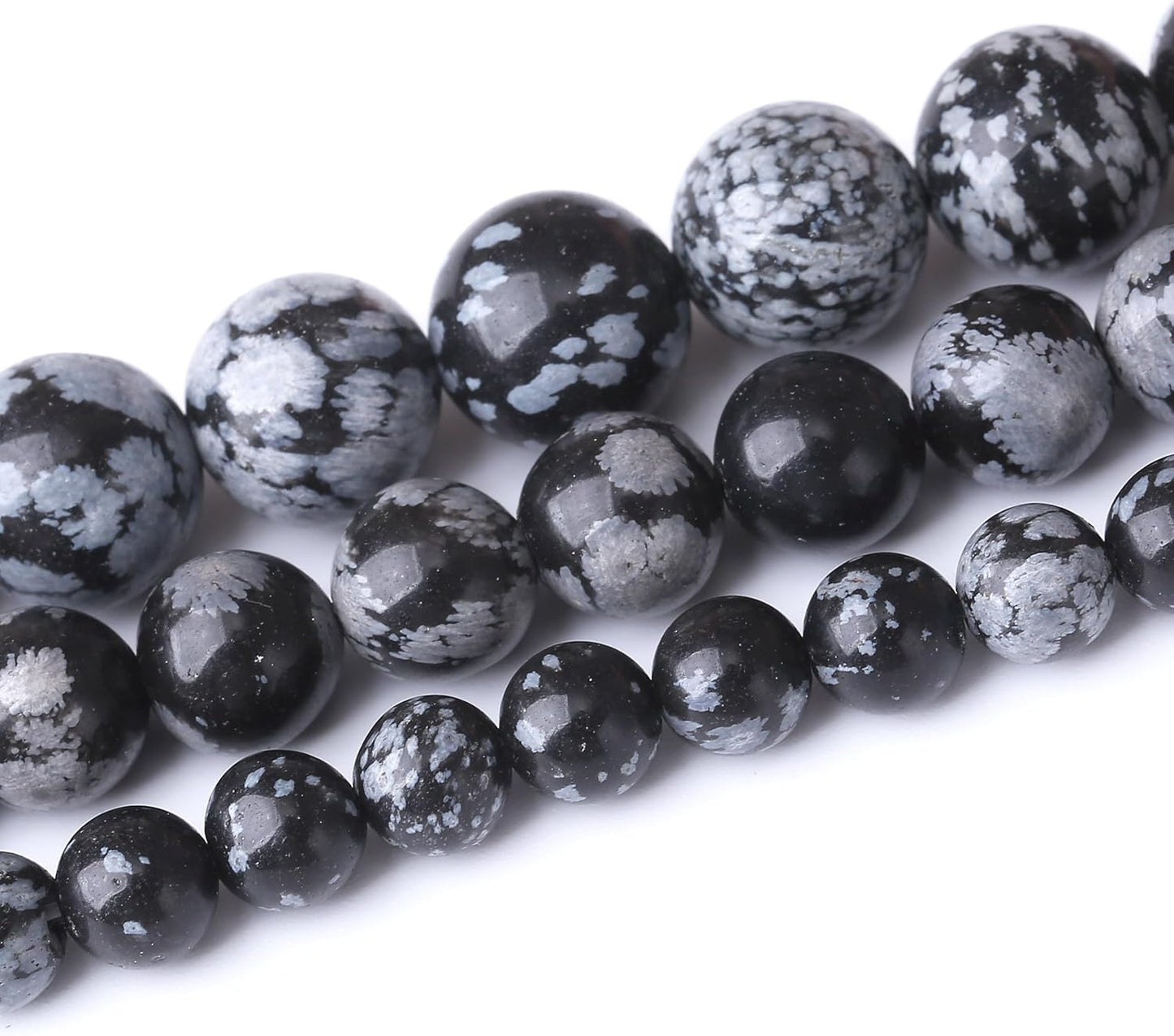 Snowflake Stone Beads for Jewelry Making DIY Craft Gemstone Beads Kit (10mm, 35pcs) Smooth Healing Crystal Beads for Bracelets, Necklaces, Home Decor