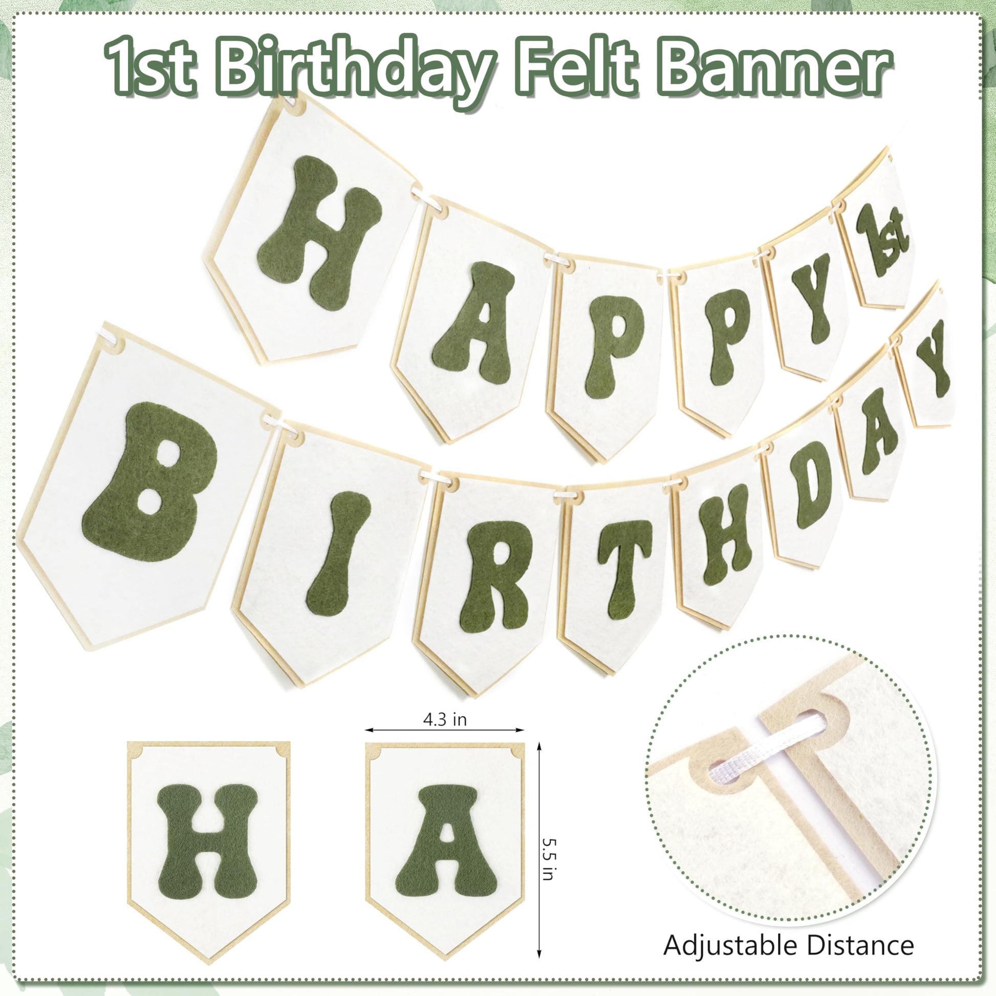 THAWAY 1st Birthday Decorations Boy, Green First Birthday Becorations