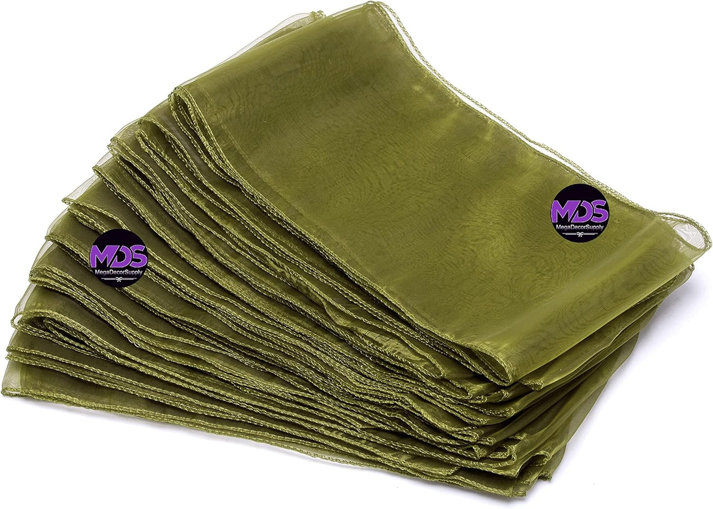 MDS Pack of 250 PCS Organza Chair Sashes Wider Dining Chair Bows Ribbon Tie Back for Wedding Party Birthday Bridal Shower Reception Event Banquet Home Chair Cover Decoration - Olive Green
