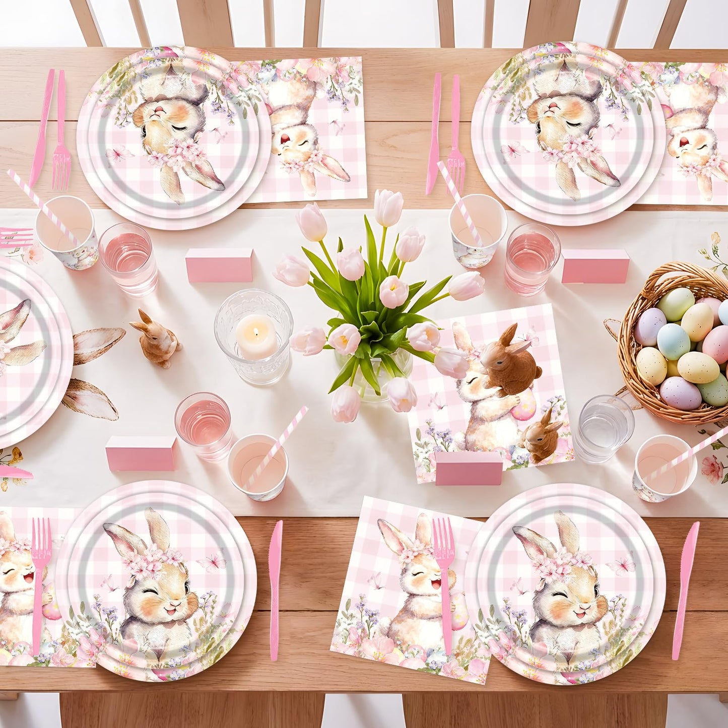 142 Pcs Happy Easter Plates and Napkins Easter Party Decorations