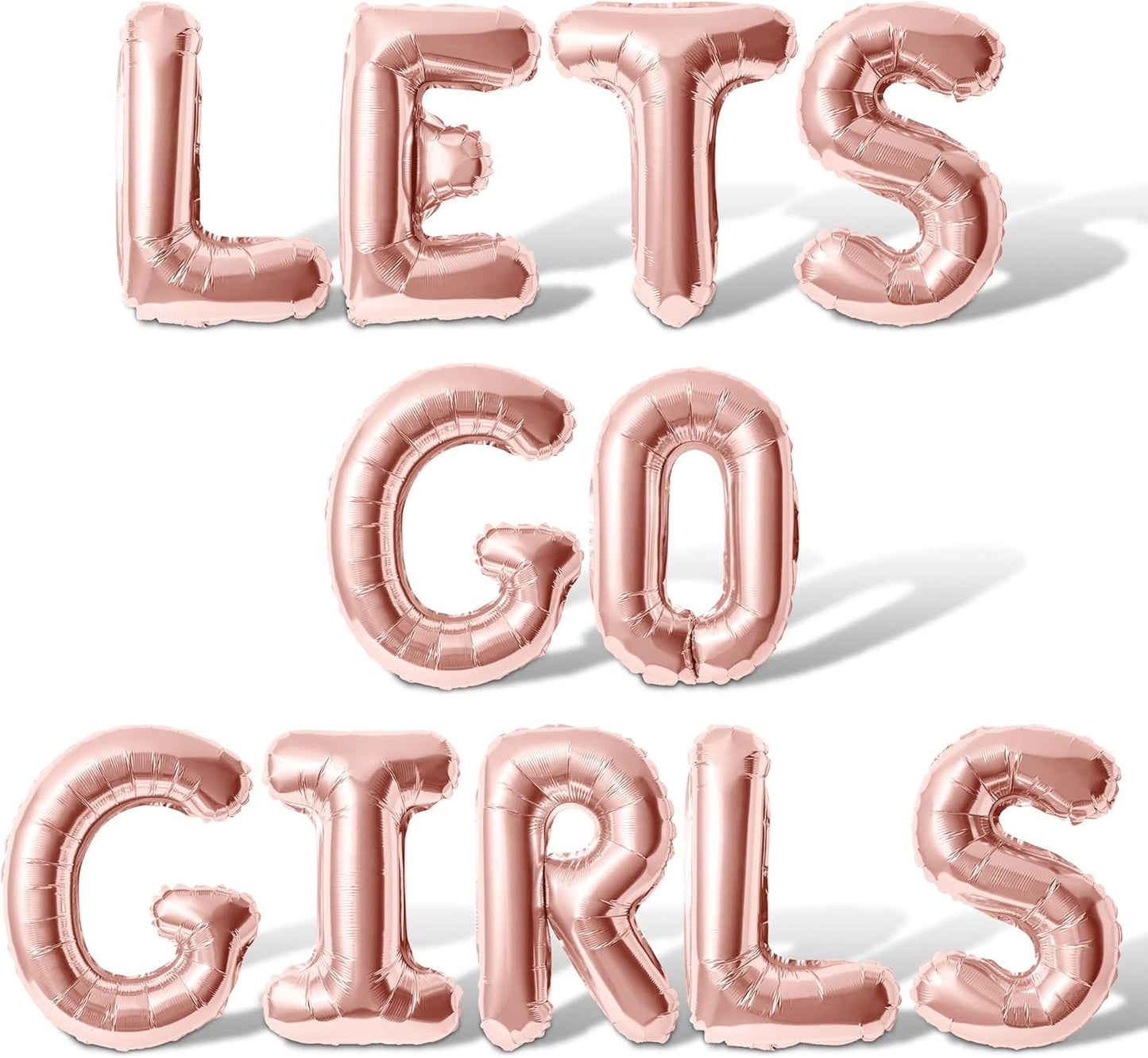 Letter Balloons - LETS GO GIRLS 16" Inch Alphabet Letters Foil Mylar Balloon Bachelorette or Hen Party Banner (Rose Gold)