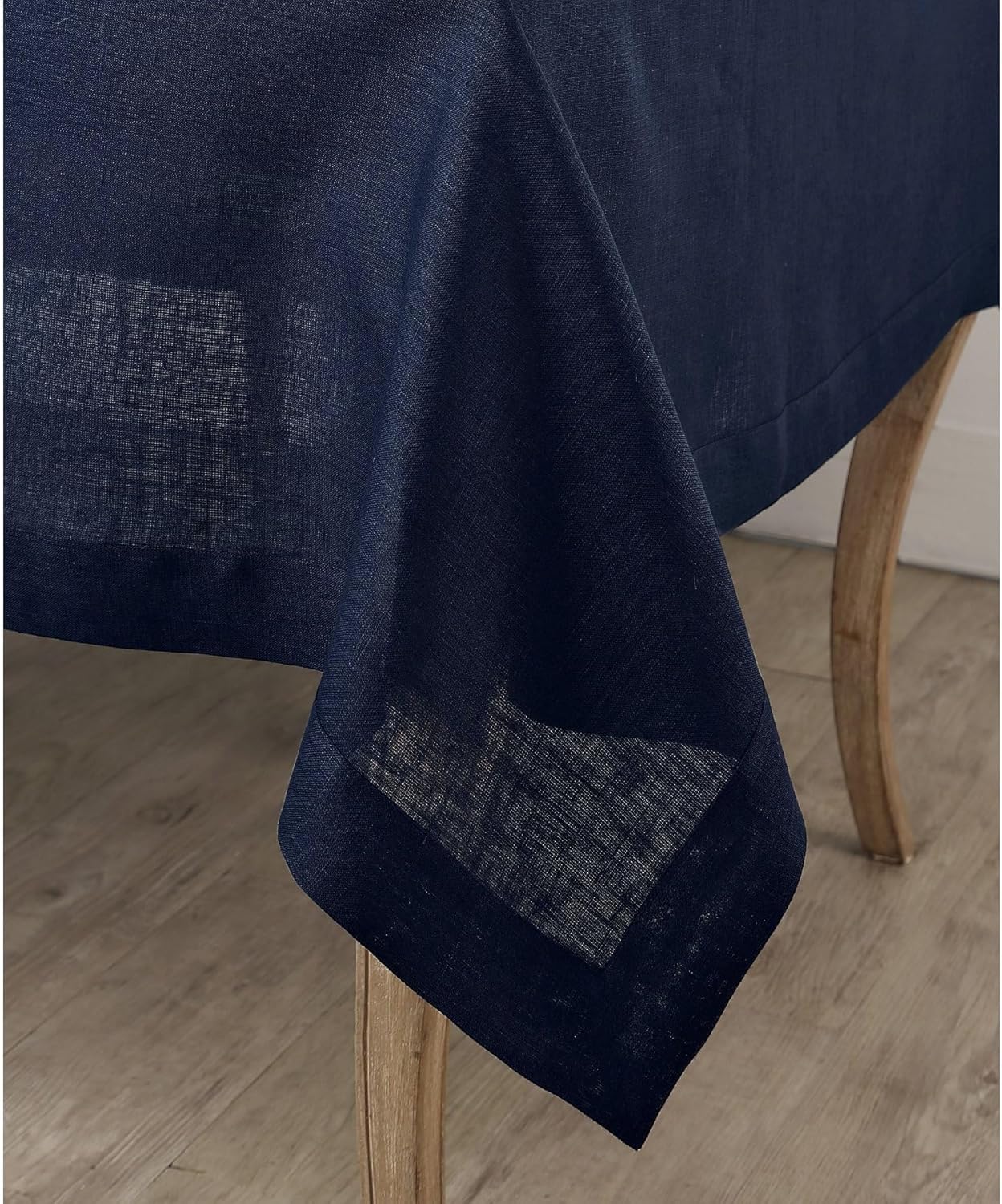 Solino Home Navy Blue Linen Tablecloth 60 x 144 Inch - 100% Pure Linen Table Cloth for Rectangle Tables - Fete, Machine Washable Tablecloth for Fall, Autumn, Thanksgiving, Christmas, Holiday
