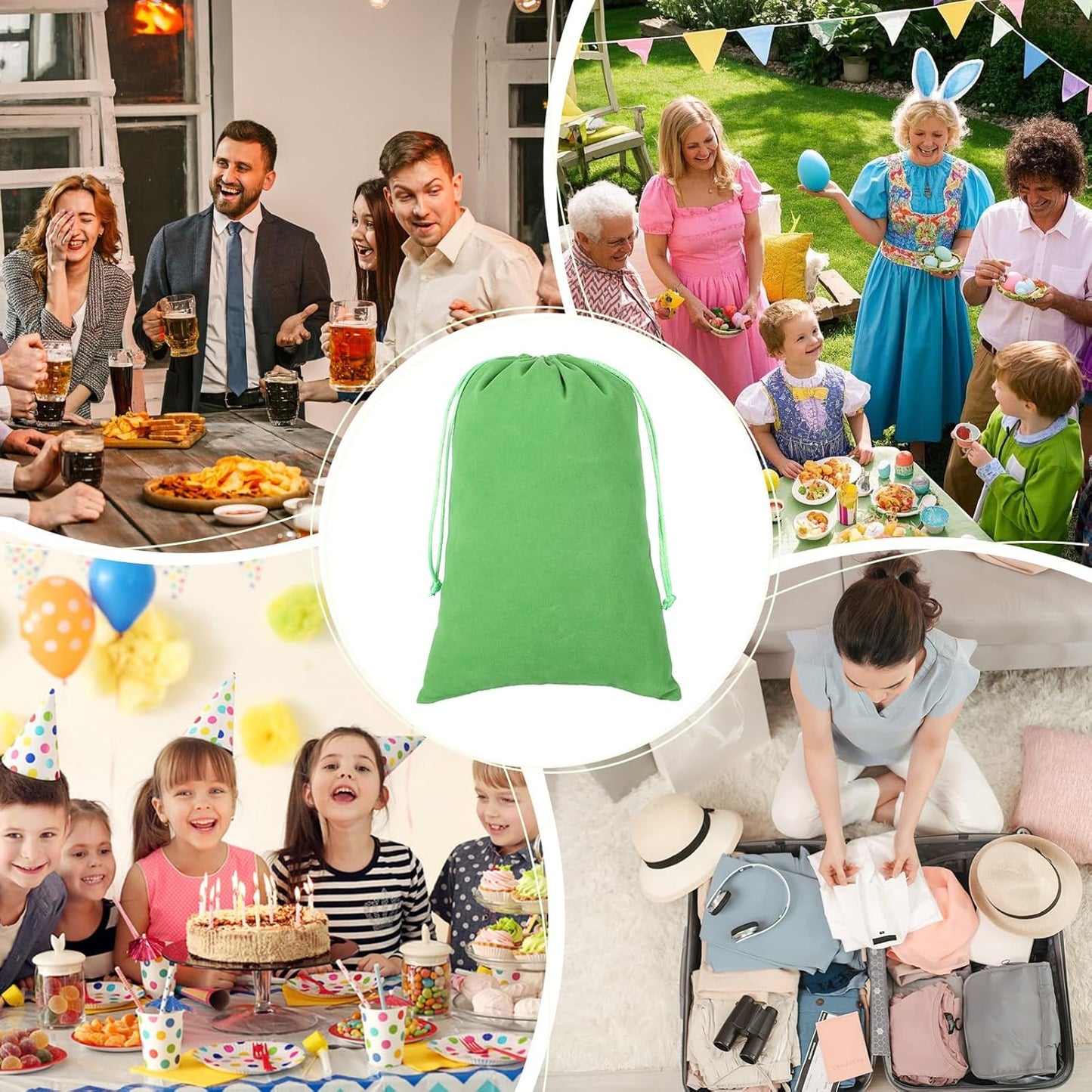 Velvet Drawstring Jewelry Bag, 50Pcs Green Dice Bag, 7x10, Or Wrapping Halloween Party Favors, Small Bussiness, Toys, Board Game