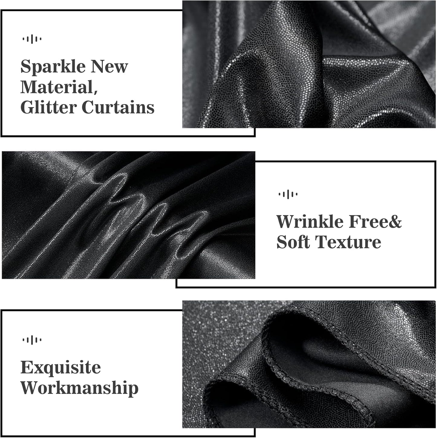 Outpain Thick 30 ft x 10 ft Black Sequin Backdrop Curtain for Parties, Wrinkle Free Glitter Photo Backdrop Drapes 6 Panels 5x10ft Black Back Drop Cloth for Wedding Christmas Photography Background