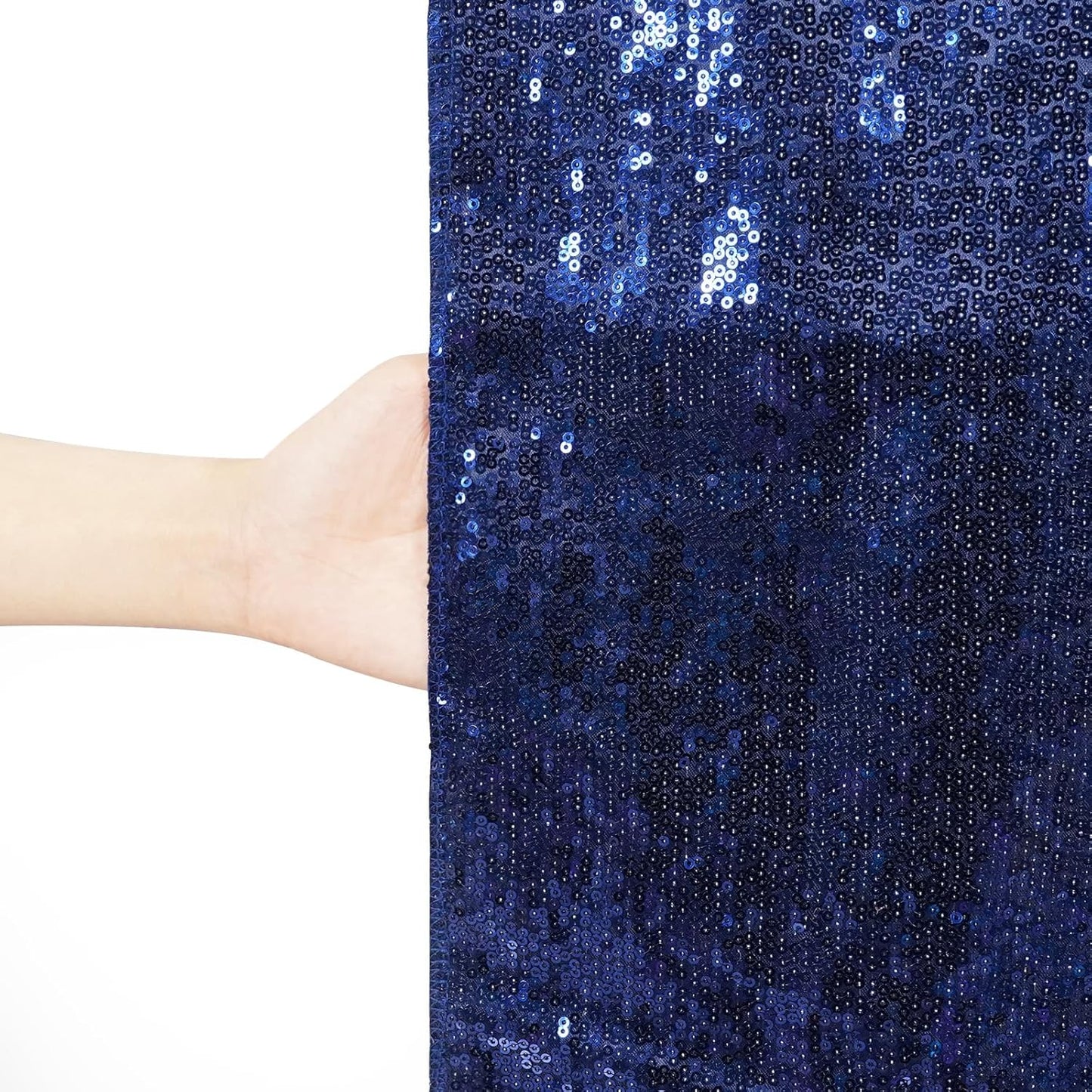 Poise3EHome 8Ft x 8Ft Navy Blue Sequin Backdrop Curtain, Glitter Thick Satin Sequin Background Drapes, Opaque Sparkly Backdrop Curtain, Sequin Backdrop for Xmas Thanksgiving Wedding Party Decor