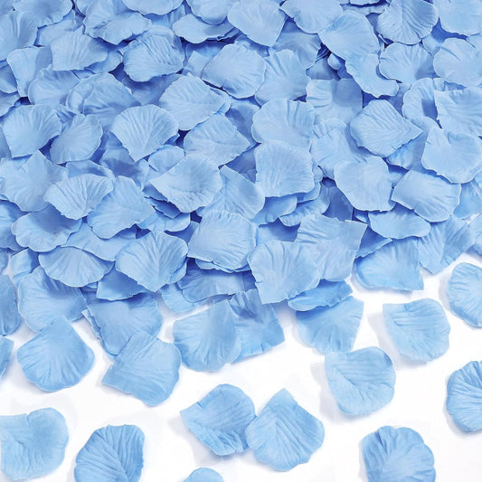 1000 Pcs Light Blue Rose Petals Artificial Silk Flower Petals Romantic Decorations for Wedding Engagement Birthday Event Anniversary Party Backdrop Supplies