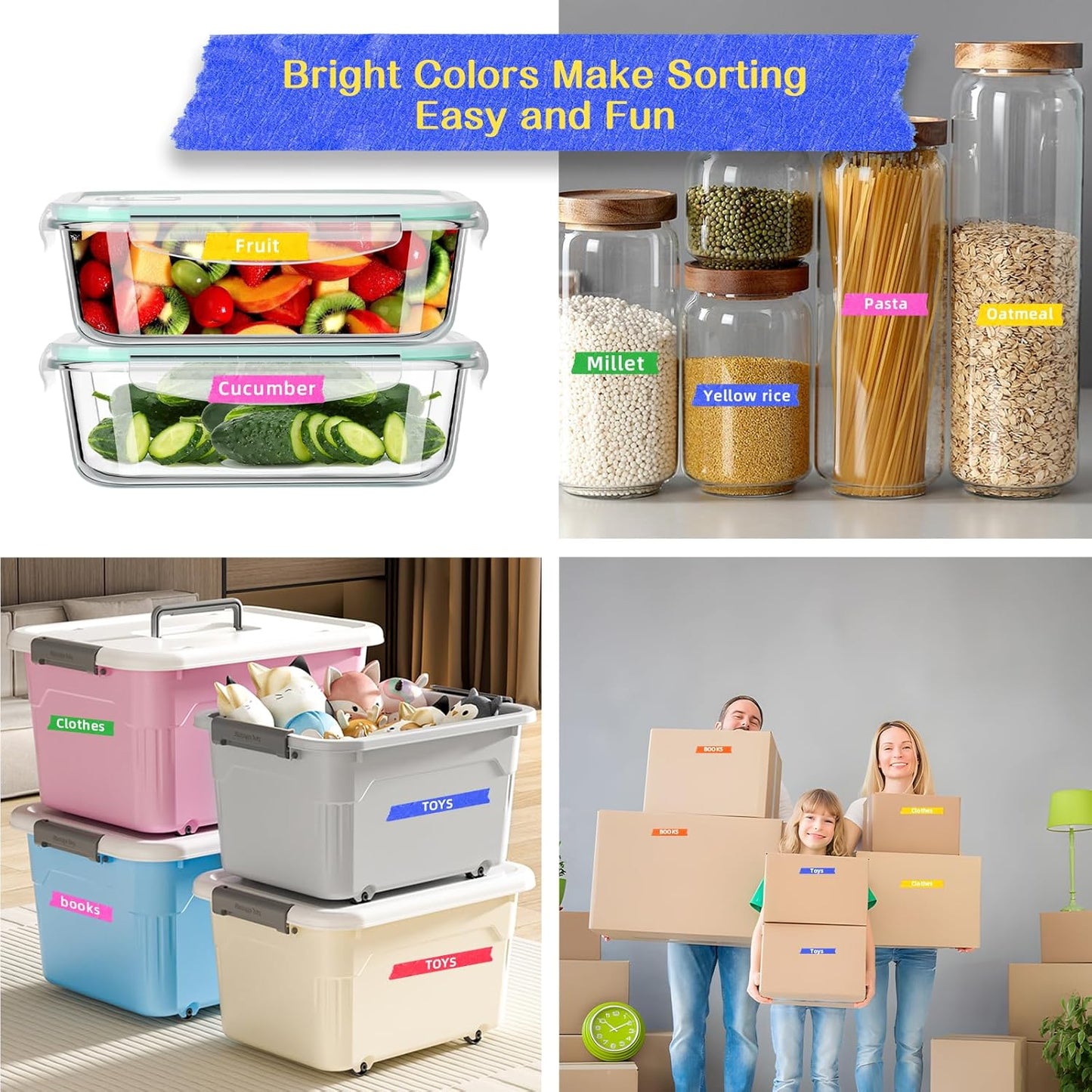 SWRT Colored Masking Tape 6-Pack, 1 Inch x 55 Yards Painter’s Tape Set, Colorful Craft Teacher Tape for Arts, Crafts, Labeling & Classroom – Easy Tear, Residue-Free