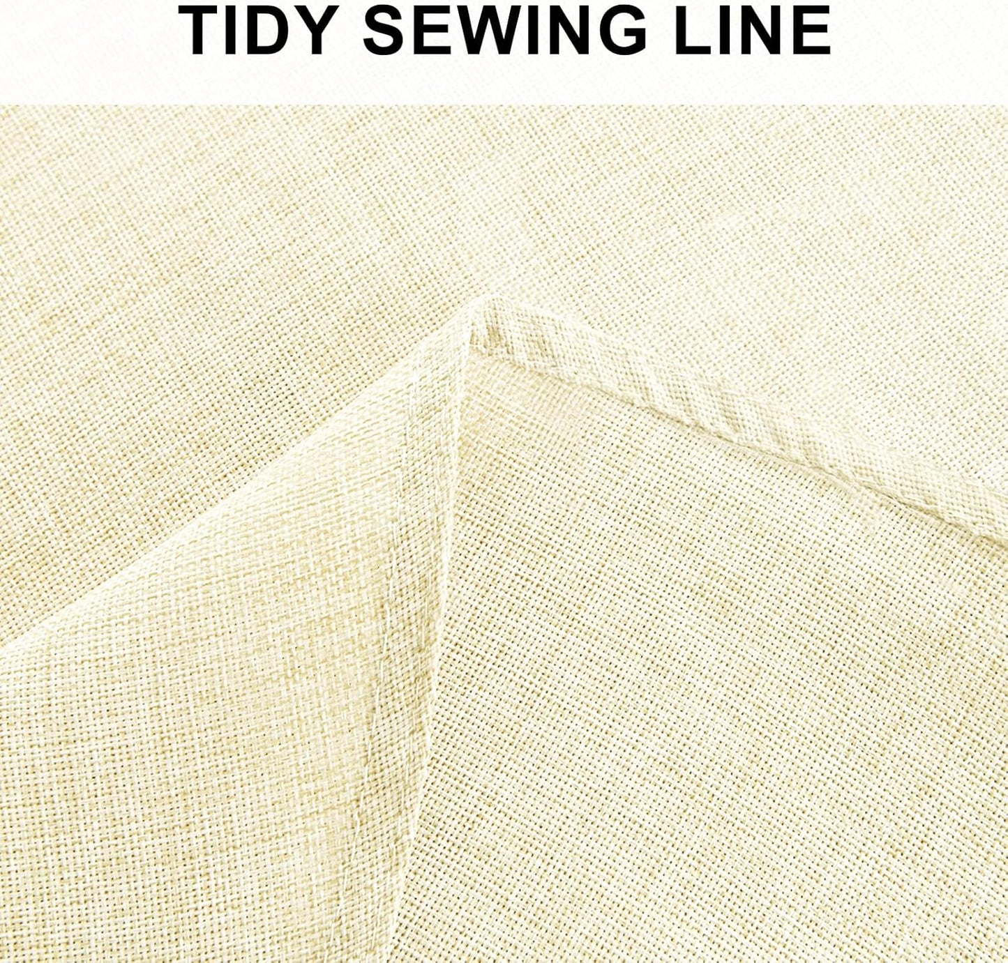 Hiasan Round Linen Tablecloth 80 Inch - Wrinkle and Stain Resistant Washable Polyester Fabric Table Cloth for Dining Room Kitchen Party, Champagne