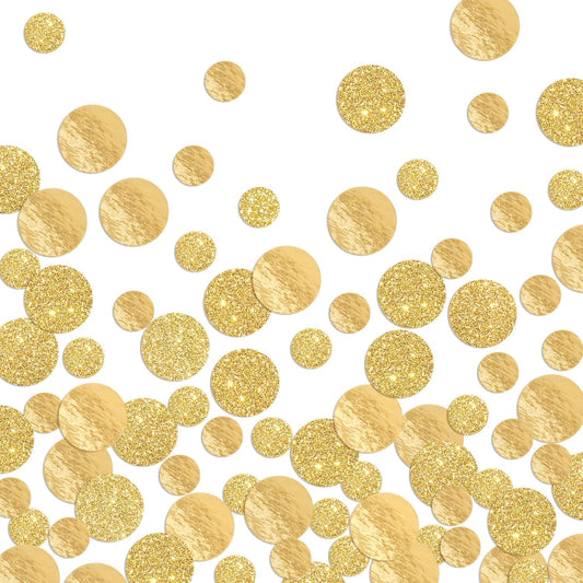 Golden Confetti Glitter Scatter Table Decoration Surprise Paper Craft Birthday Party Anniversary Supplies Bridal Baby Shower Party Wedding Gift Circle Dots Decor 100 Pcs