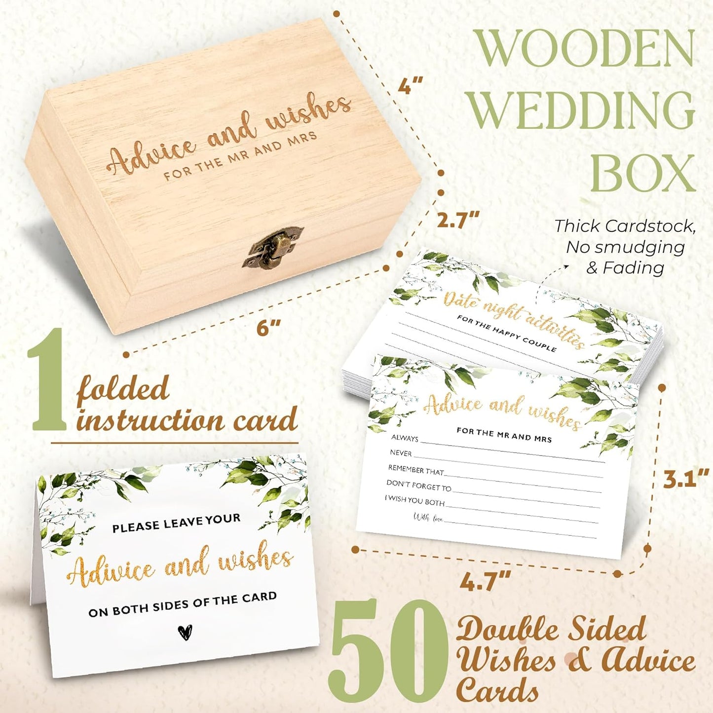 Advice and Wishes for The Mr and Mrs - Wedding Advice Cards for Bridal Shower Decorations, Bridal Shower Advice Cards for Bride and Groom Well Wishes Box