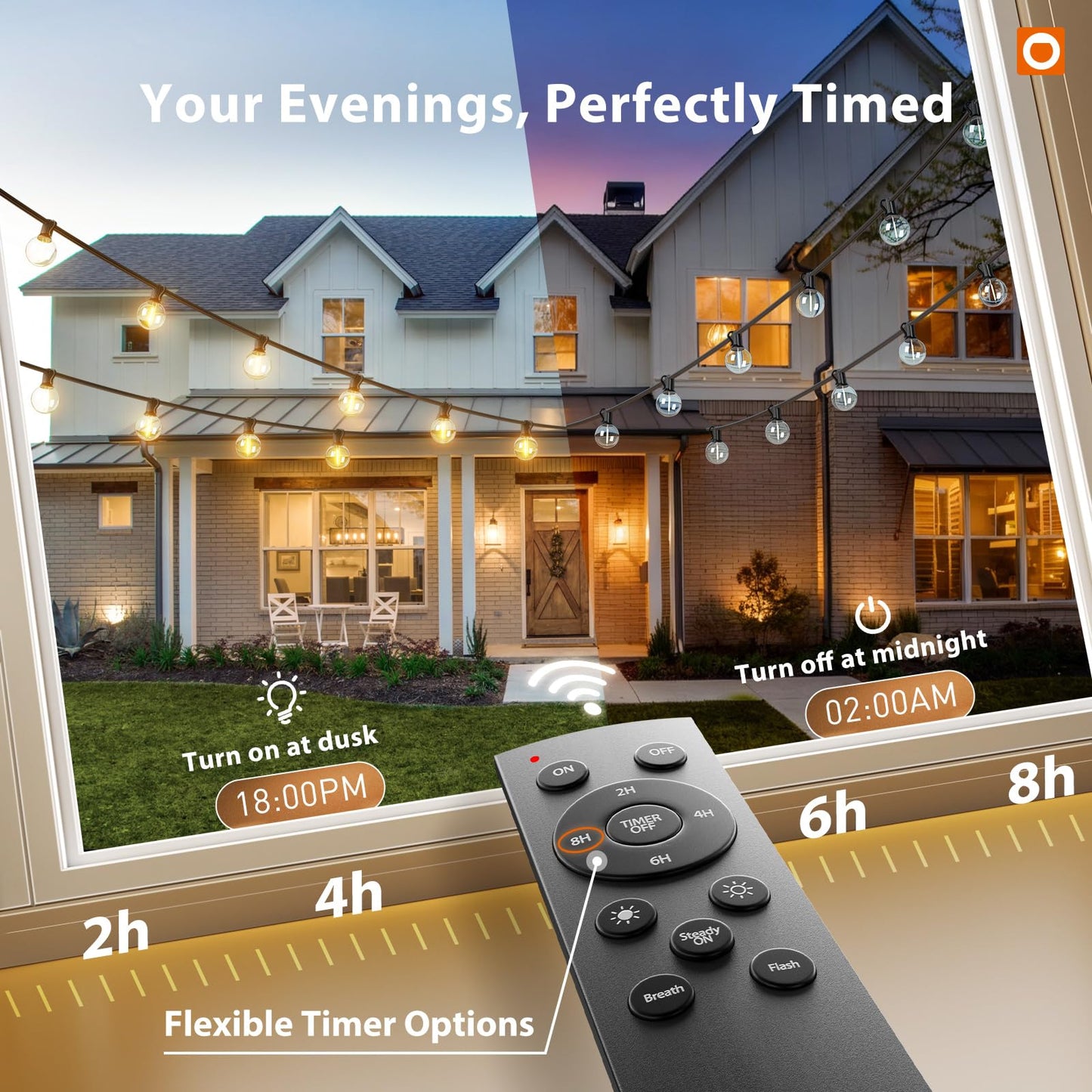 addlon Outdoor String Lights 100FT G40 with Remote 54 LED Shatterproof Bulb