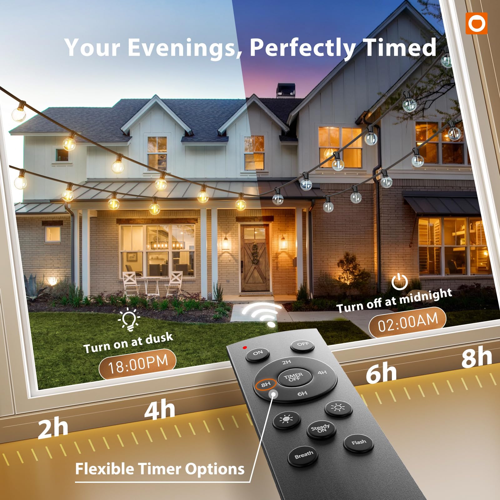addlon Outdoor String Lights 100FT G40 with Remote 54 LED Shatterproof Bulb