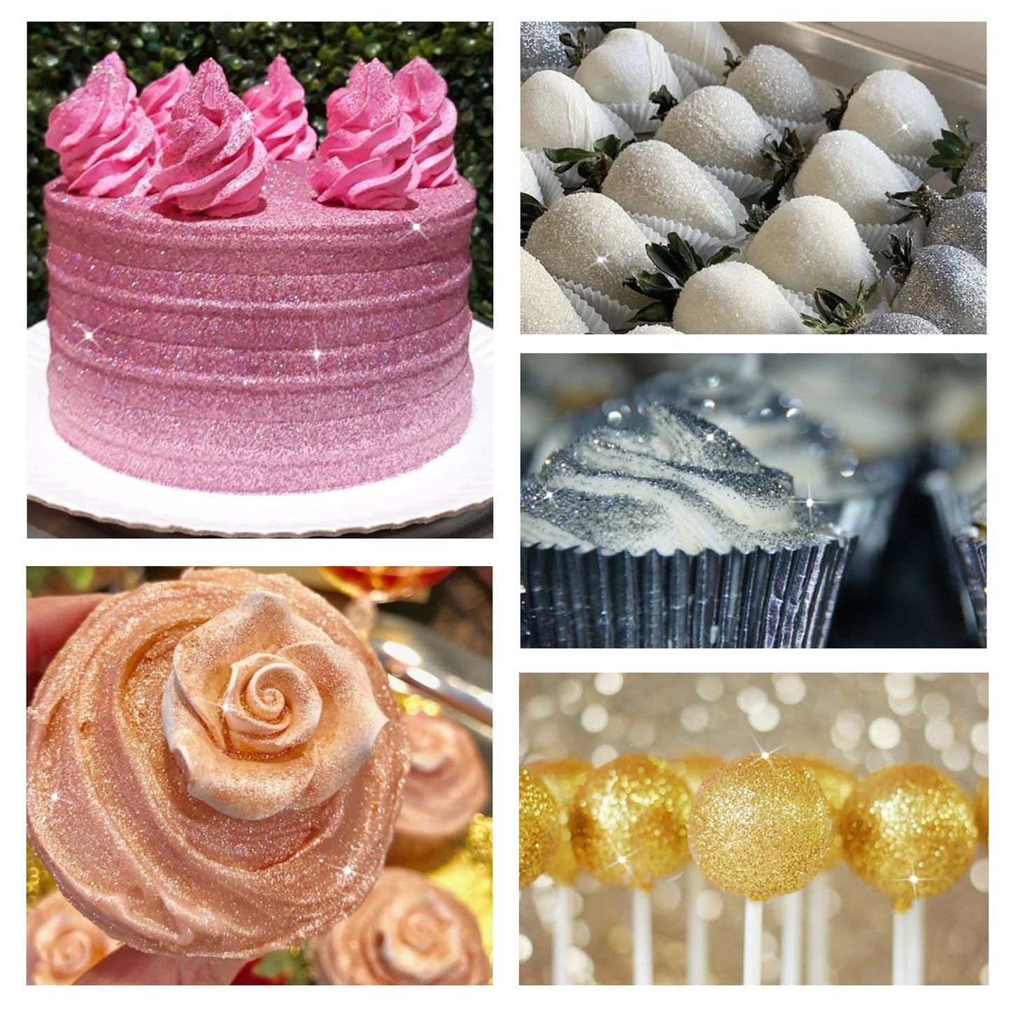 White Edible Glitter for Cake Decorating, 5g White Luster Dust Edible for Drinks, Glitter for Cocktails, Drinks, Macaron, Cookies, Cupcakes, Chocolate, and Strawberries(0.18oz, white)