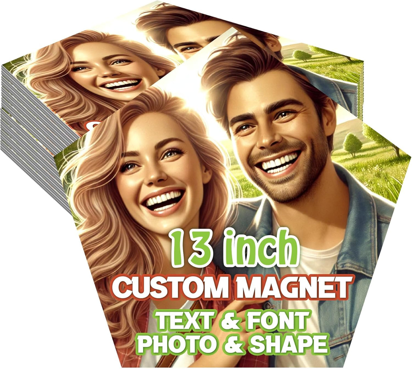 KETABAO – 13" Create Your Own Custom Refrigerator and Car Pentagon Photo Magnets - Personalized Decorative Magnetic Frames