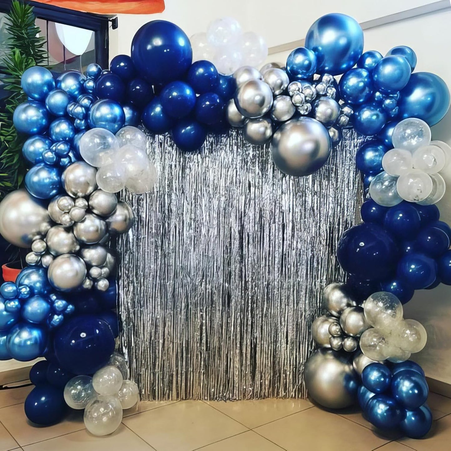 Blue Balloons, 50pcs Metallic Blue Balloons, Metallic Baby Navy Balloon, Silver Confetti Balloon for Men Boys Birthday Gender Reveal Baby Shower Party Wedding Bridal Shower Father's Day Graduation