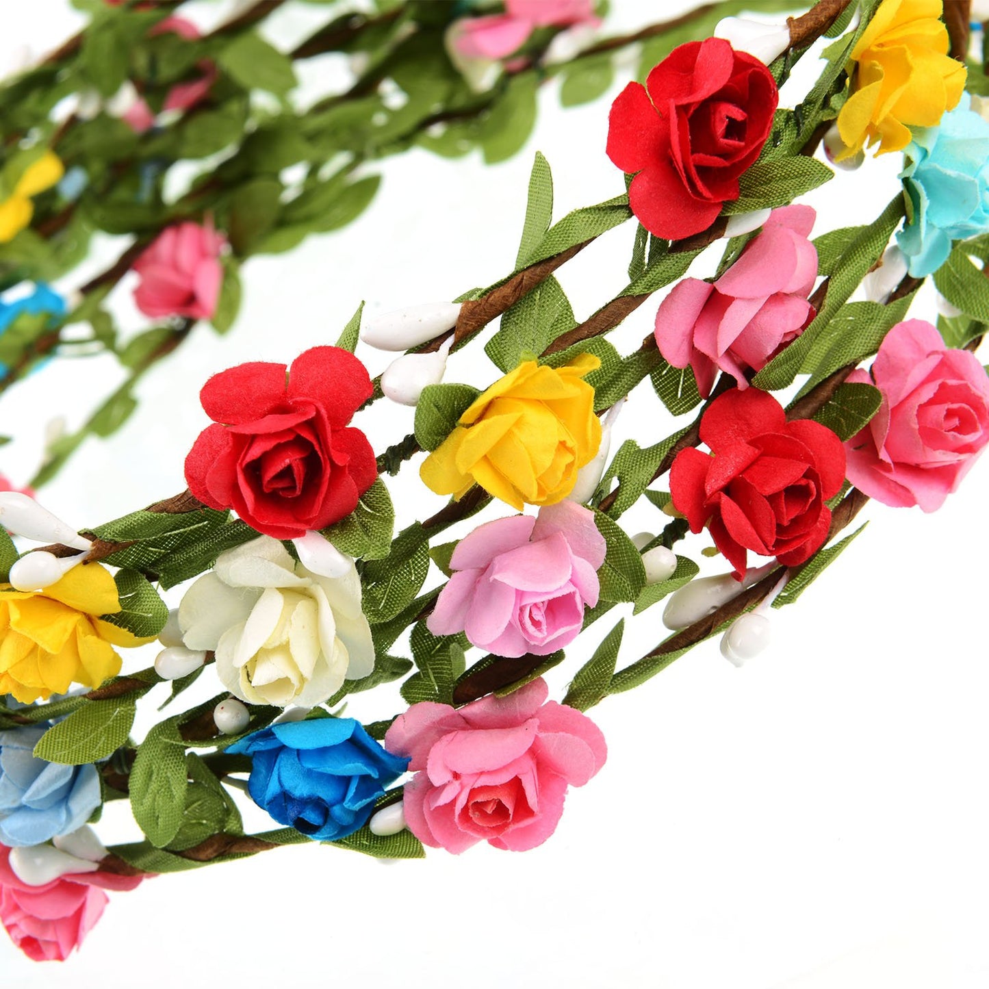 EBOOT 15 Pieces Assorted Colored Flower Crown Wreath Headband Garland Multicolor Headbands Floral