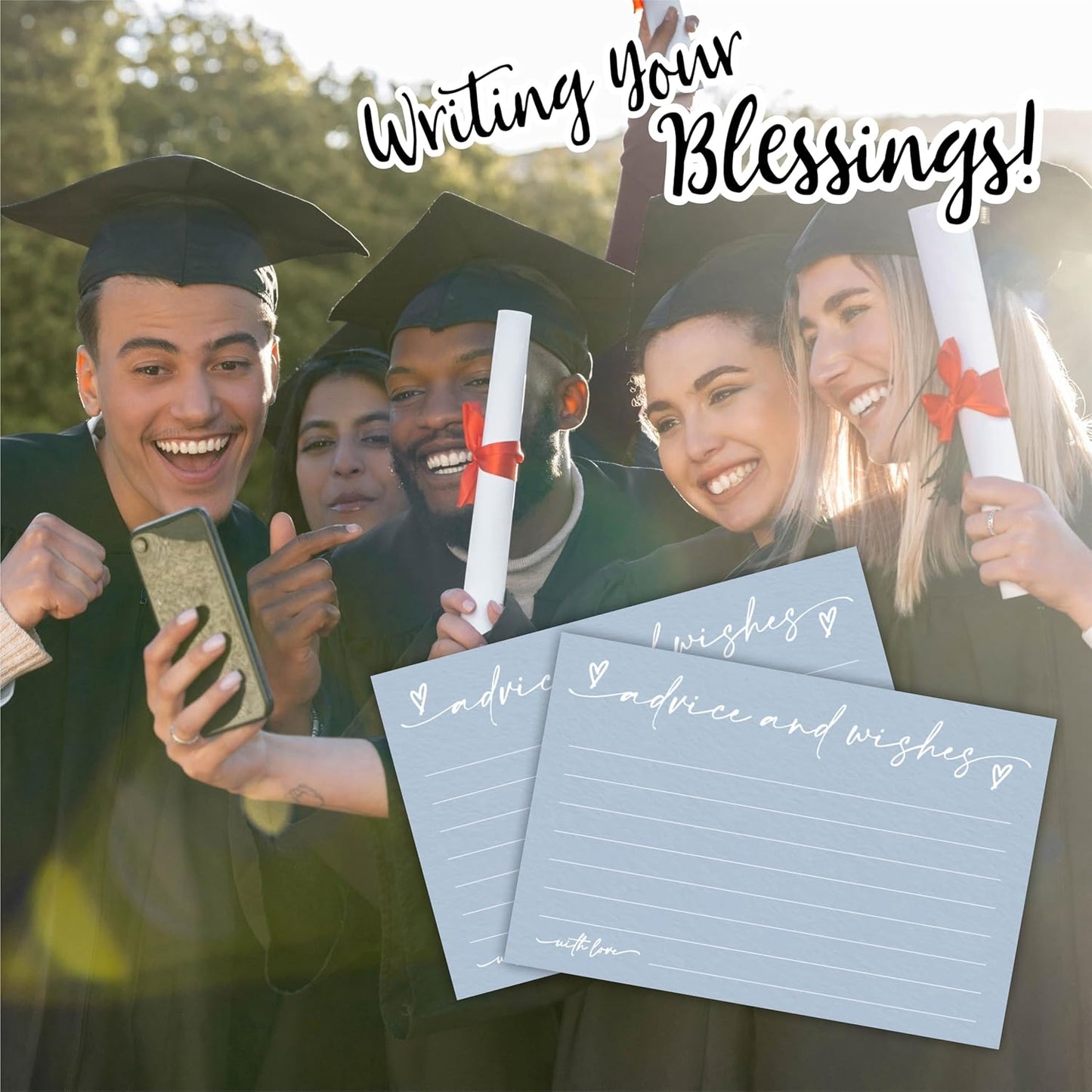 30 Advice & Wishes Cards - Minimalism Blue - Double Sided Fill-In Advice Cards For Bridal, Wedding, Graduate Party, Mr & Mrs, Retirement, Baby Shower, Party Favor & Supplies - A04