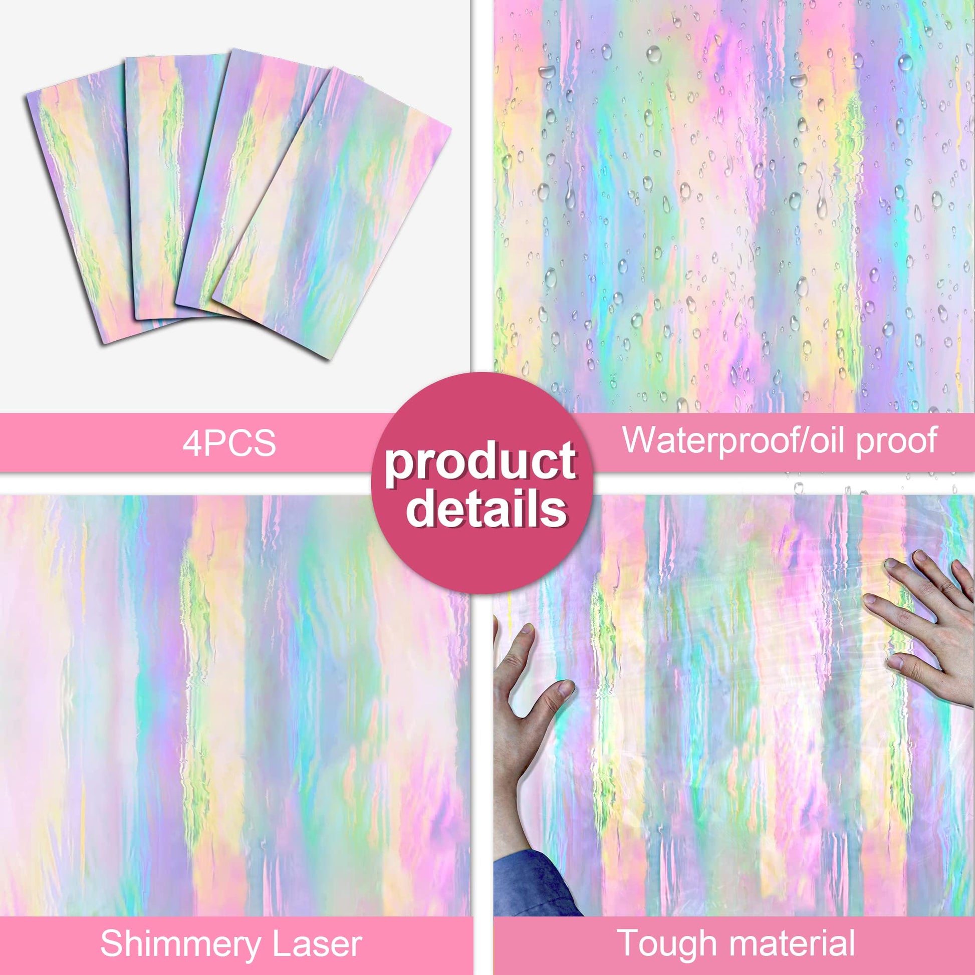 OHOME 4 Pack Iridescence Plastic Tablecloths Disposable Galentines Day Decorations New Years