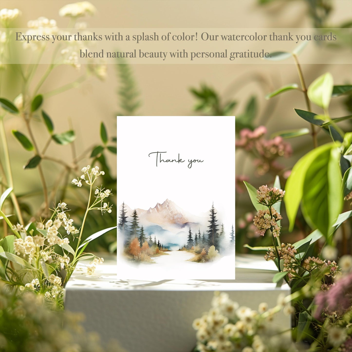 Thank You Cards Set of 20,4x6 Inches Watercolor Nature Forest Thank You Cards with Envelopes