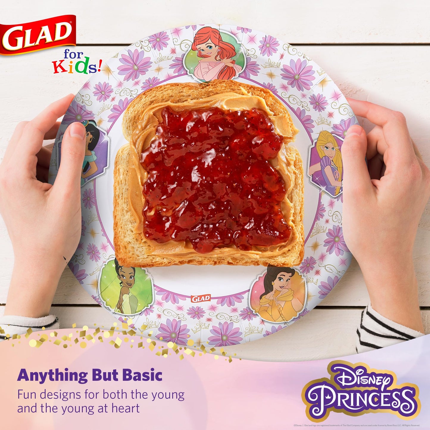 Glad for Kids Disney Princess Disposable Paper Plates, 8.5 in, 40 Count