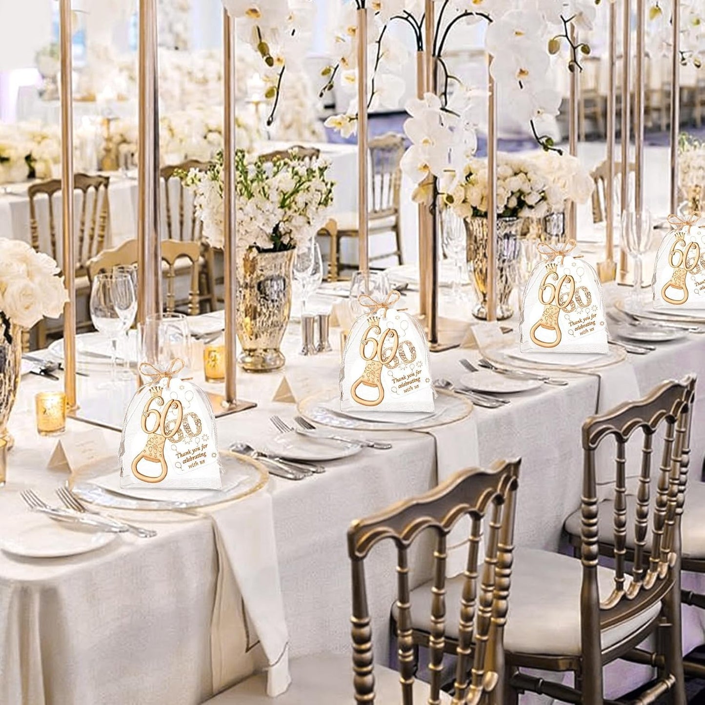 50Pcs 60th Birthday Bottle Opener Set 60th Birthday Party Favors 60th Golden Bottle Openers Personalized Party Favors Wedding Anniversaries Souvenirs Favors For Guests Party