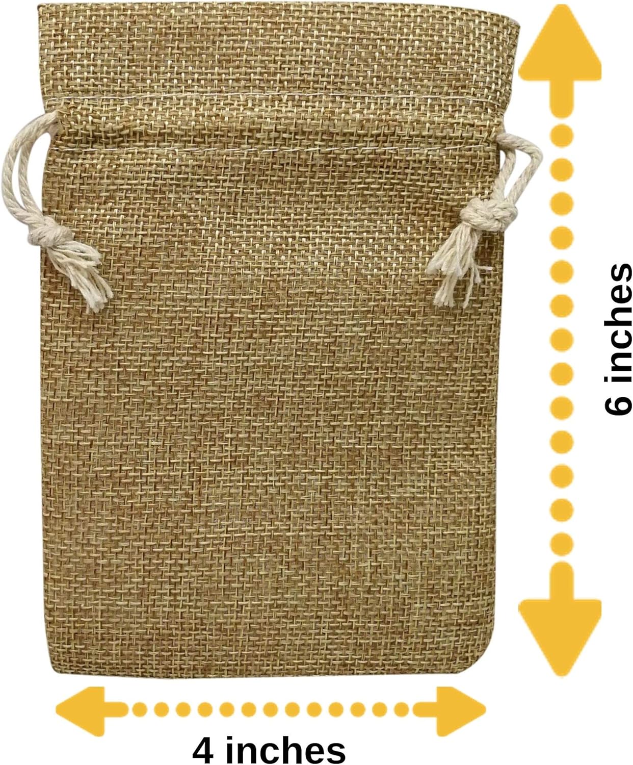 Supply Friend 50 Small Burlap Bags with Drawstring, 4x6 Inch Rustic Gift Bag Bulk Pack for Birthday, Wedding, Party Favors, Advent, Christmas, Holiday Gift Wrap, Jewelry and Treat Pouches