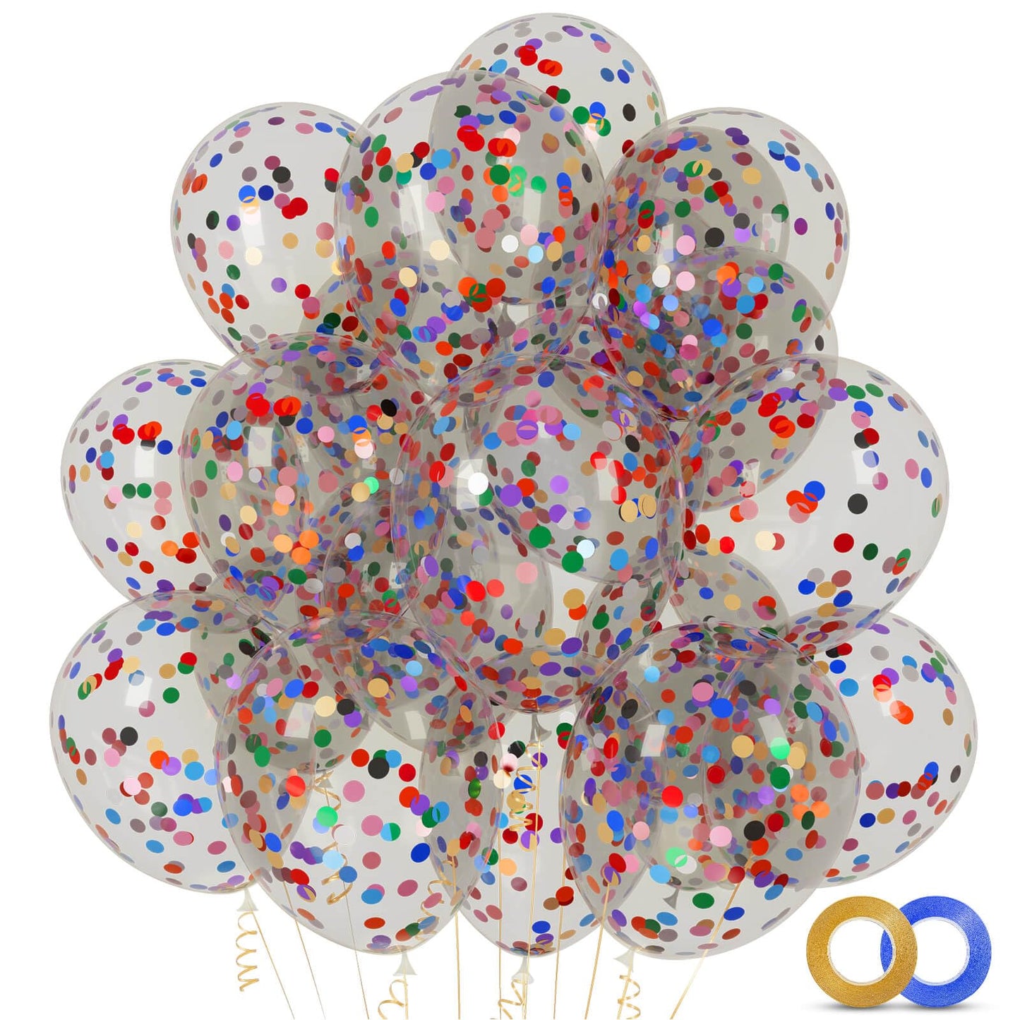 100pcs Rainbow Multicolor Confetti Balloons 12 inch