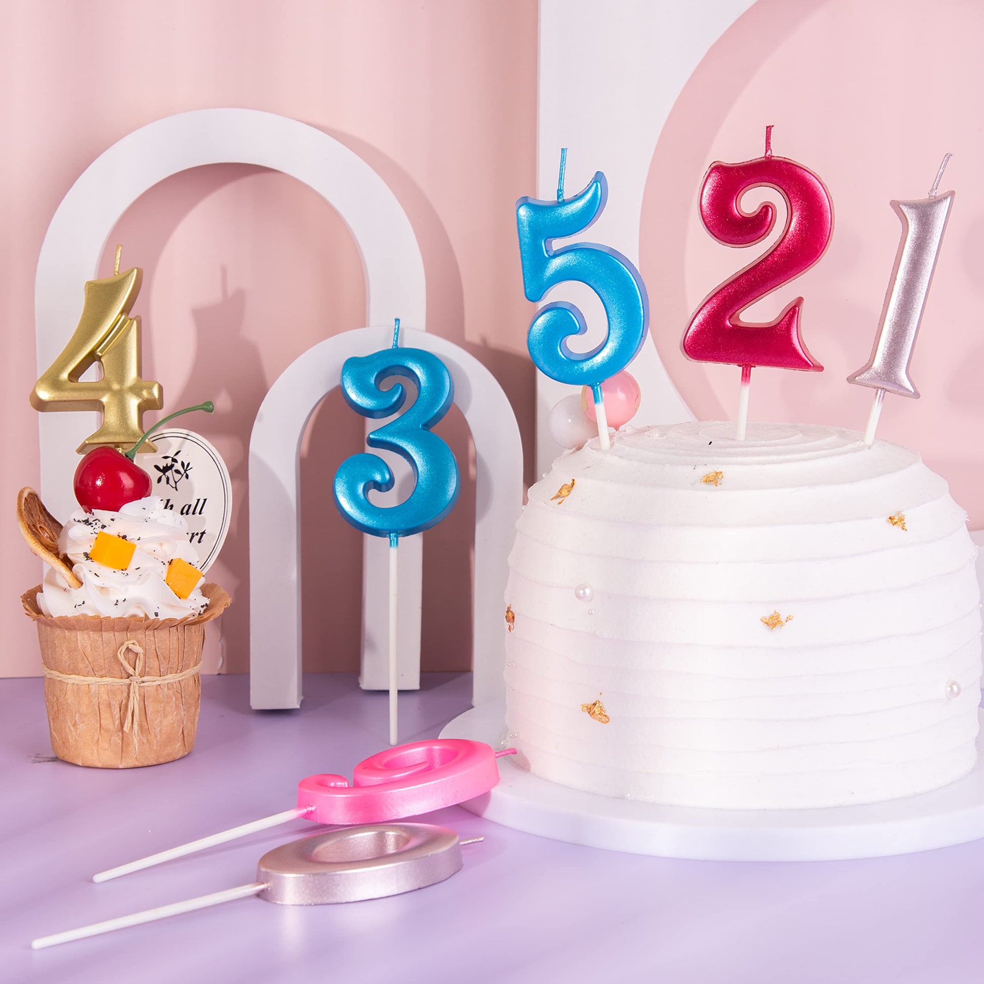 PHD CAKE 2.76 Inch Elegant Gold 1 Number Birthday Candles, Gold Number Candles, Cake Number