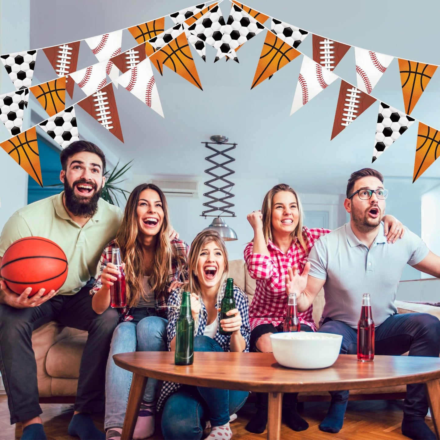 HESTYA 5 Pcs 49 Ft Sport Party Decorations Football Pennant Banner