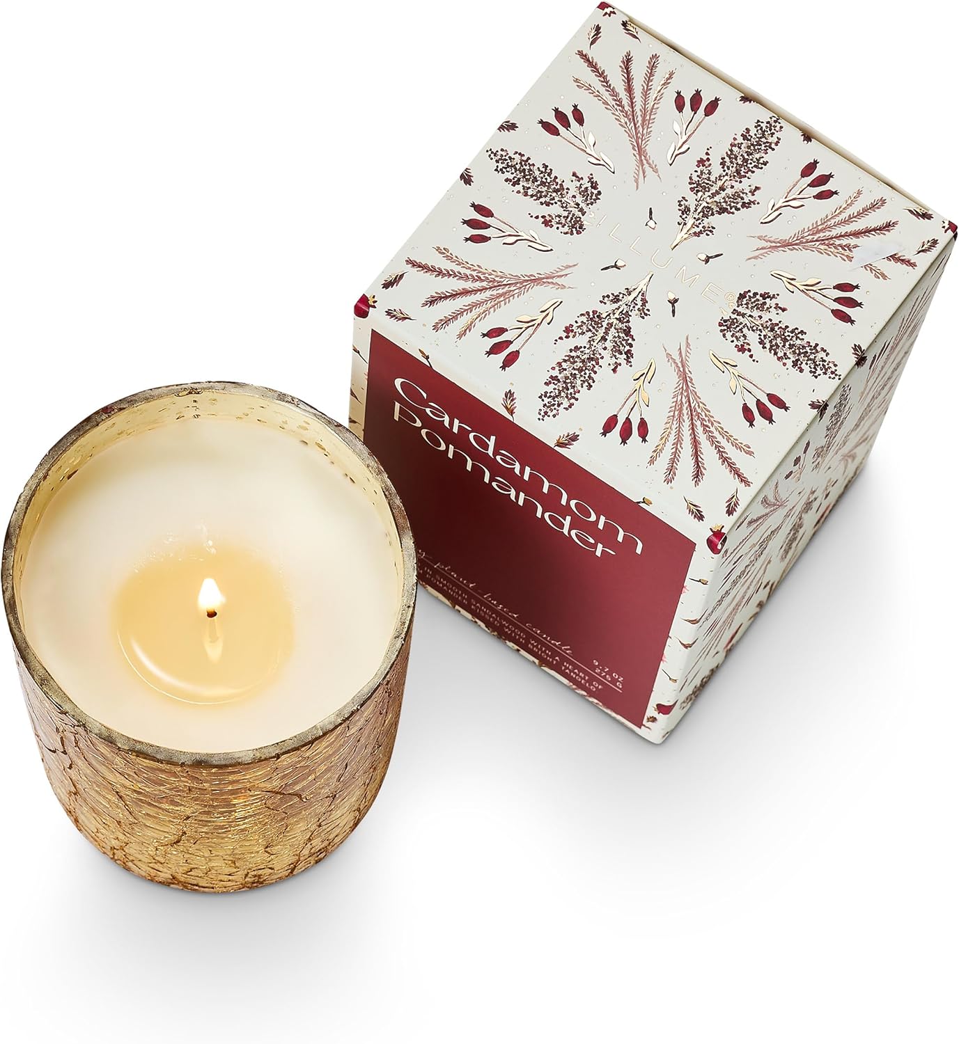 ILLUME Small Boxed Crackle Glass Candle, Cardamom Pomander