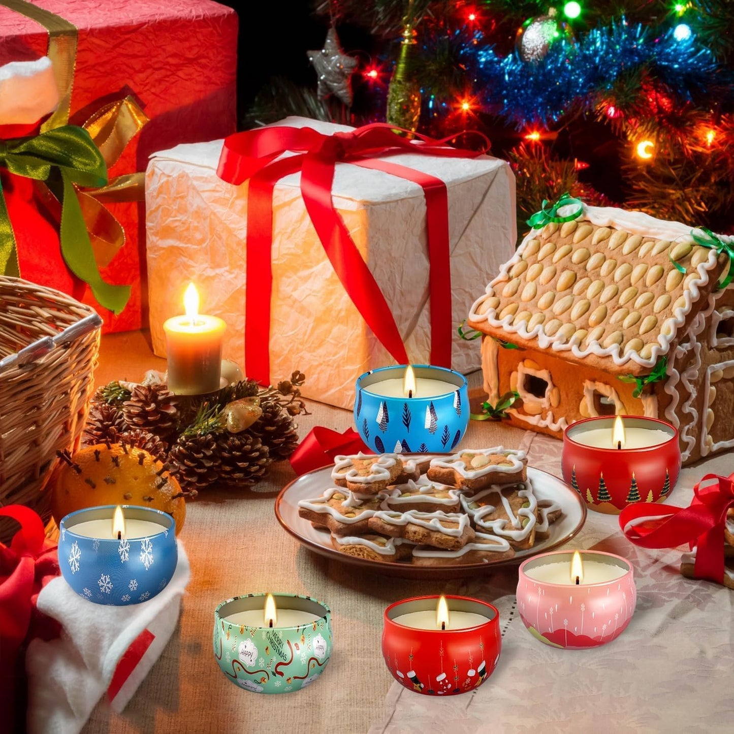 24 Pack Christmas Scented Candles Gift Set for Woman, Jar Candle, 2.5 oz Soy Wax Tin Candle-Ideal Gift for Travel Home Décor