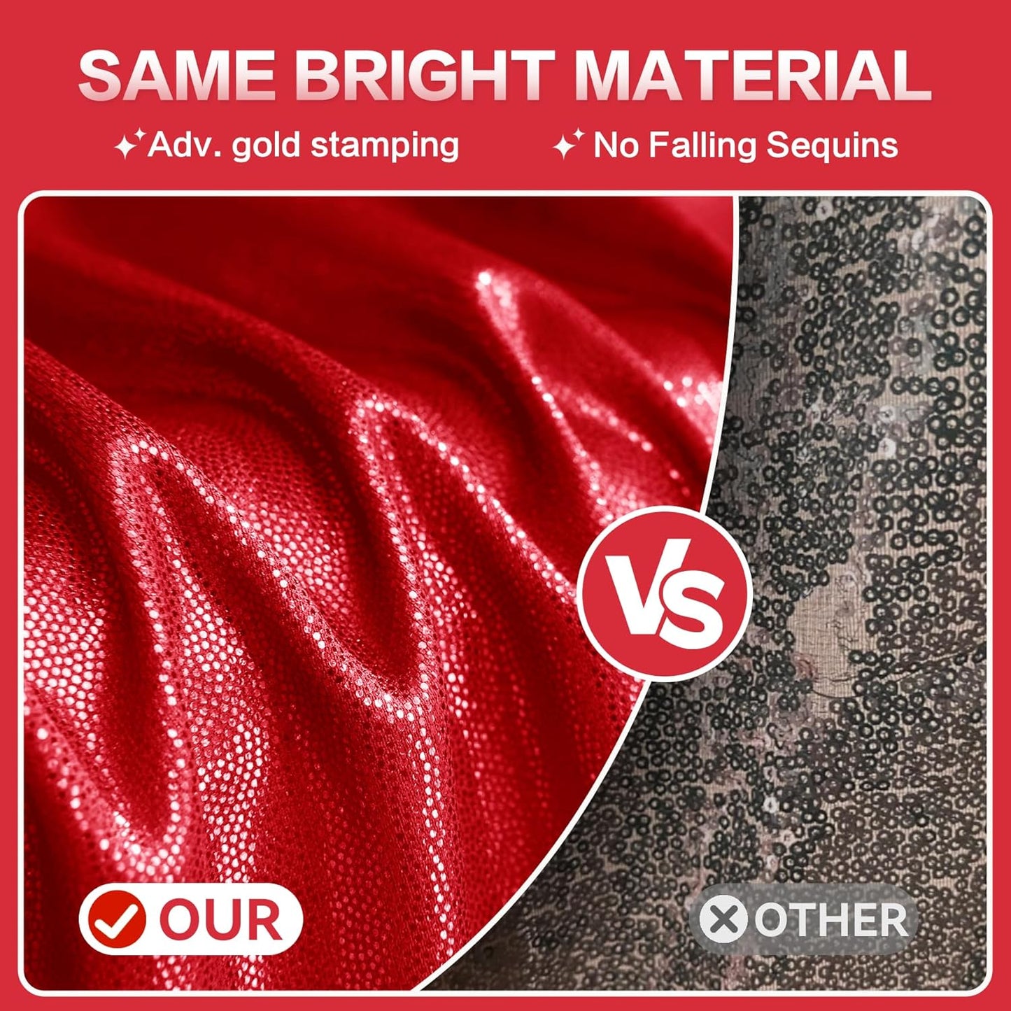 gogoparti 10x10FT Red Sequin Backdrop Curtain - 2 Panels of 5x10FT Wrinkle-Free Glitter Drapes for Photography, Birthdays, Weddings & Graduations