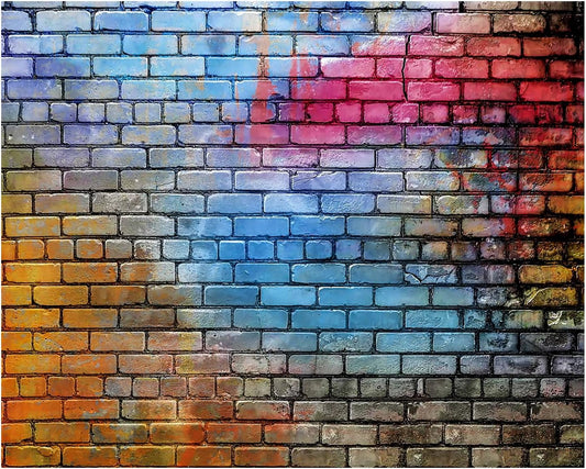 YYNXSY Colorful Brick Wall Photo Backdrop Retro Theme Stone Brick Wall Background Brick Design Microfiber Background Brick Decoration Brick Party Decoration Photo Background 7X5FT YY-24