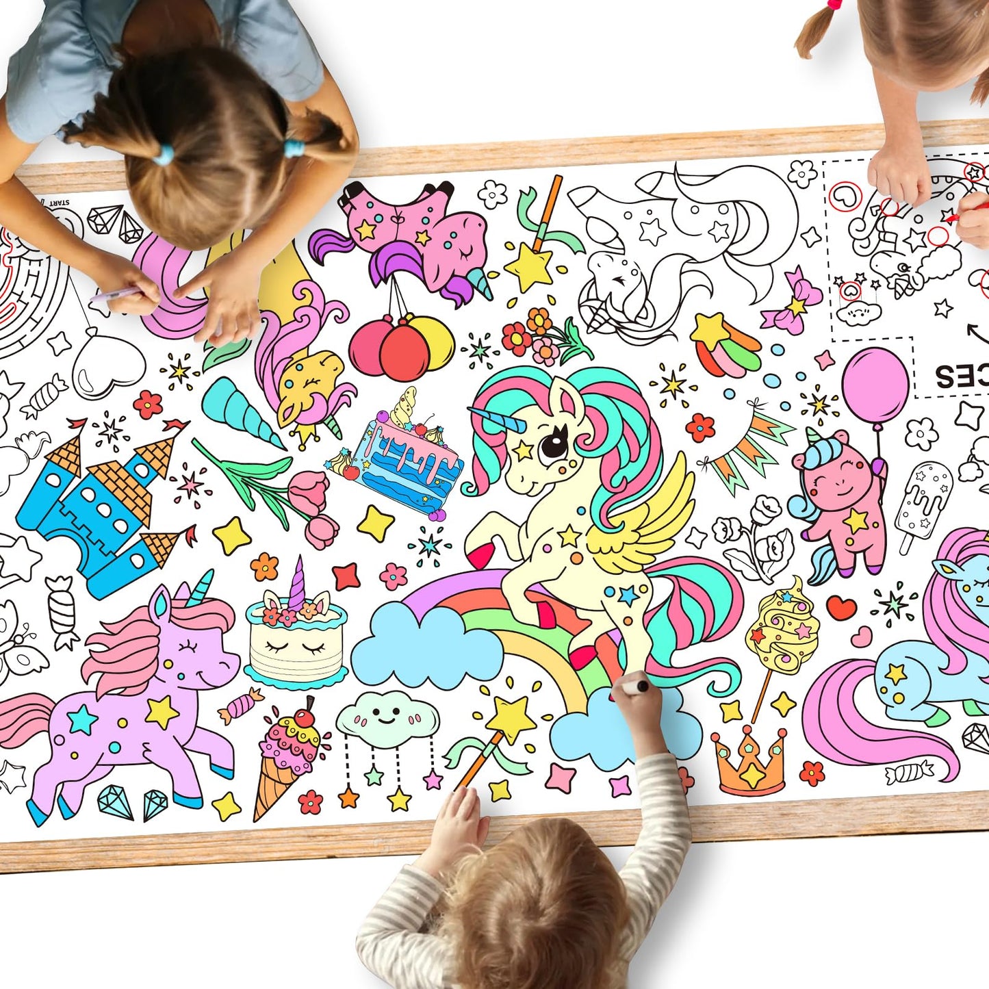 Gatherfun Unicorns Birthday Party Giant Coloring Poster - 31.5X 72 Inches - Versatile Classroom