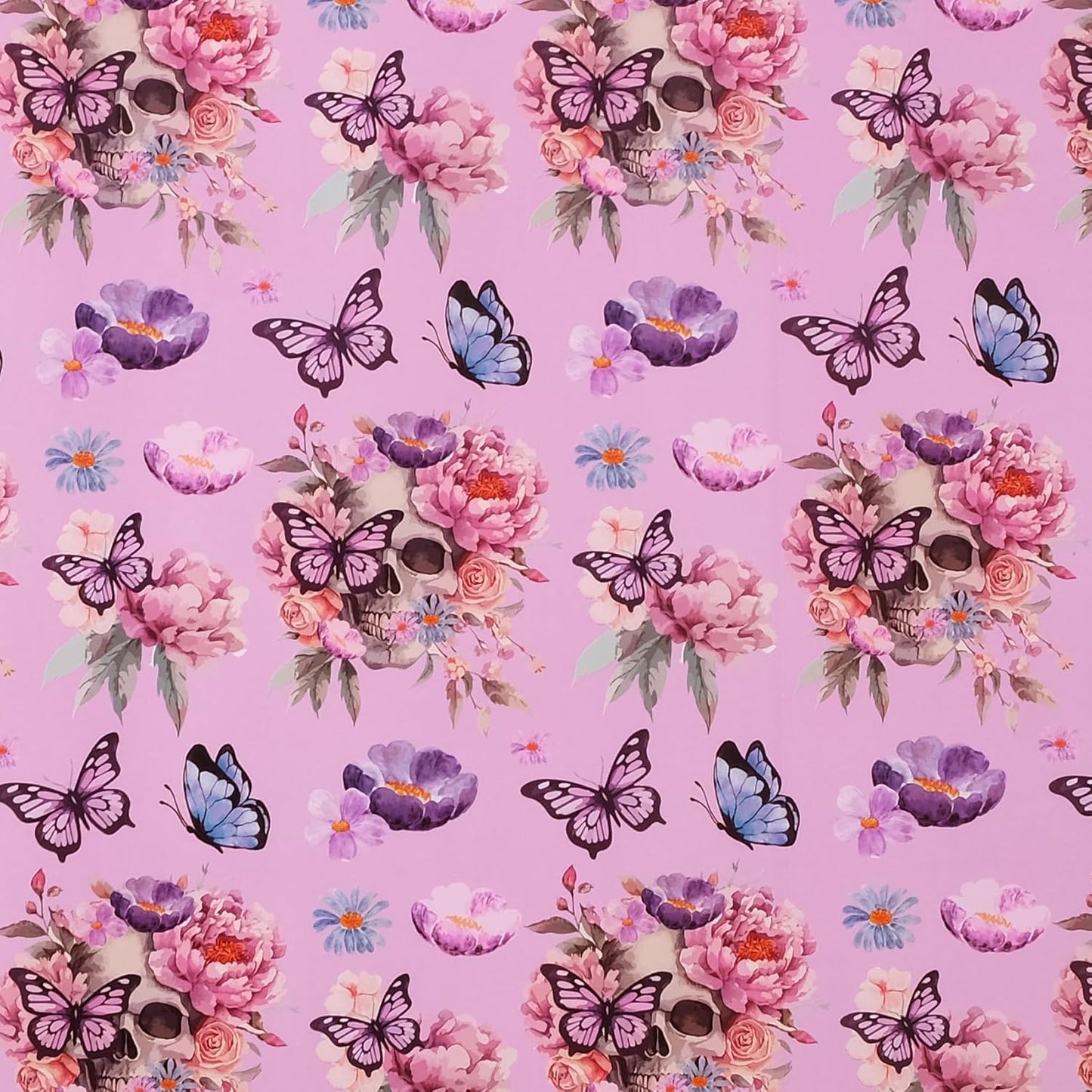 Aimyoo Gothic Wrapping Paper Roll, 17 Inch X 16.5 Feet Skull Floral Butterfly Design Gift Wrap Paper for Mother's Day, Birthday Bridal Shower