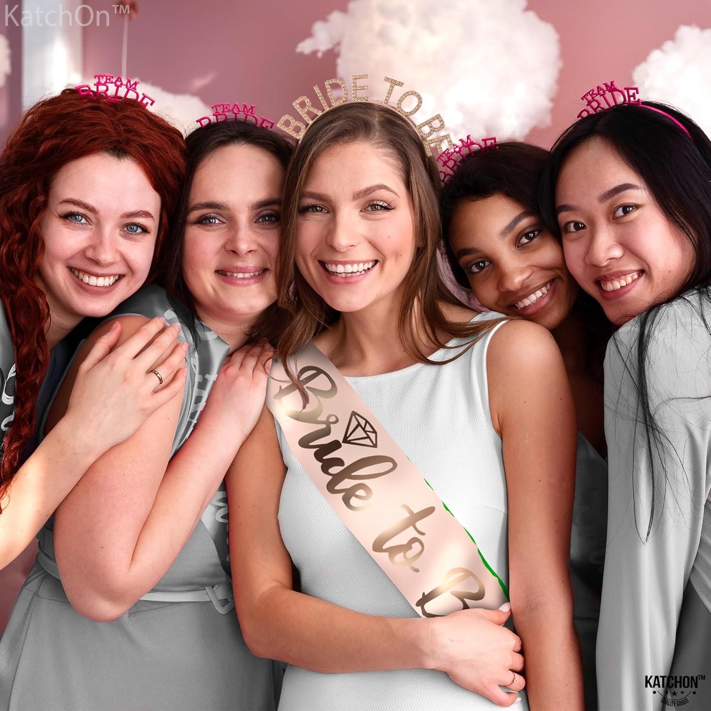 KatchOn, Rose Gold Bride to be Sash and Headband - Pack of 2 | Bride Sash and Tiara for Bachelorette Party Decorations | bride To Be sash and Crown | Bridal Shower Decorations