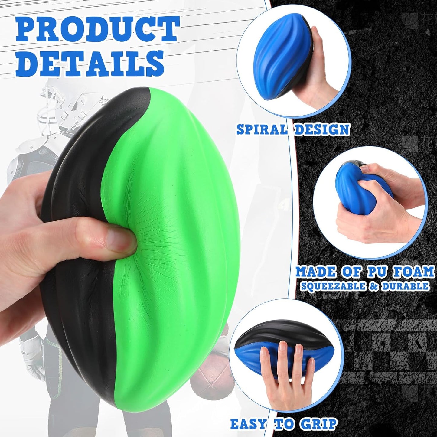 Jerify 20 Pack Mini Footballs Bulk 7 Inch Small Toy Footballs Spiral Foam Soft Sports for Indoor Outdoor Play Game Kids Party Supplies(Blue Color Series)