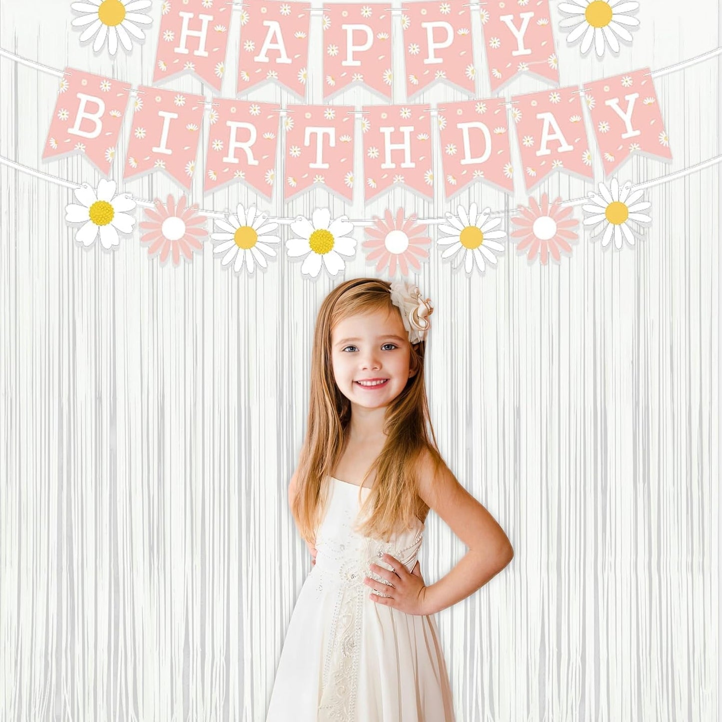 White Party Streamers Decoration - GREATRIL Foil Fringe Backdrop for Daisy Groovy Birthdays/Anniversary/Graduations/Bridal Shower/Cocktail/Prom/Gala - 3.2ft X 8.2ft - 2 Packs