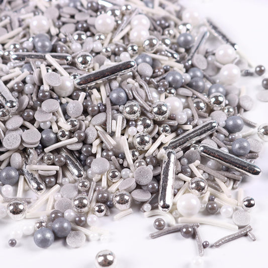 Silver Sprinkles for Cake Decorating, Silver Rob Sprinkles, Silver Pearl Sprinkles, Jimmy Sprinkles, Perfect for Cupcakes, Macaron, Cookies, Waffles, and Ice Cream Topping(120g/4.23oz)