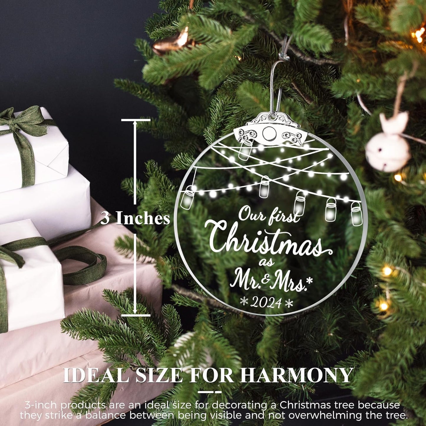 Wedding Gifts for Couples: First Christmas Married Ornaments 2024, 1st Christmas as Mr & Mrs Ornament, Bachelorette & Bride Gifts, Bridal Shower & Newlywed