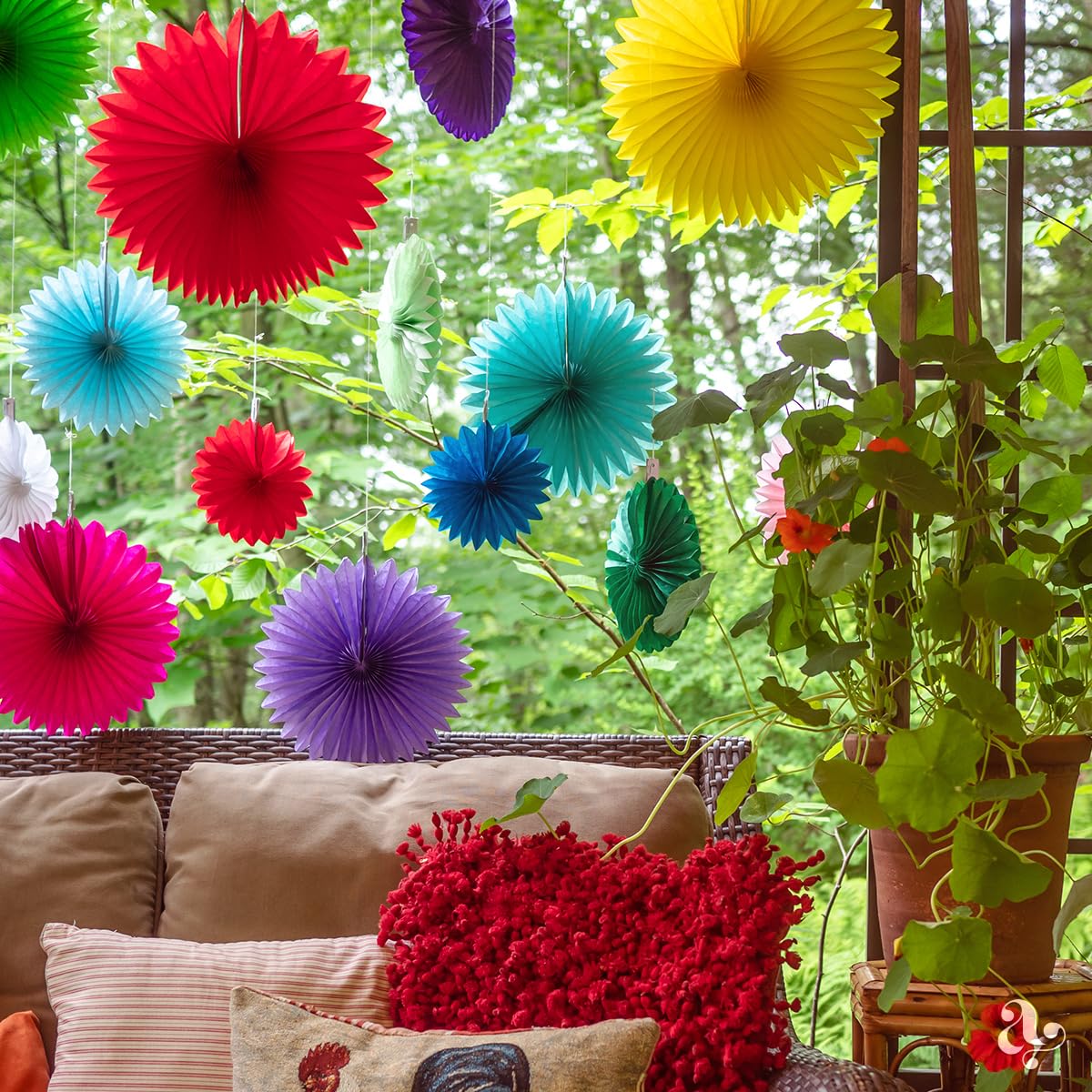 Colorful Paper Fans - Rainbow Party Decorations - Happy Birthday Decorations for Women, Men and