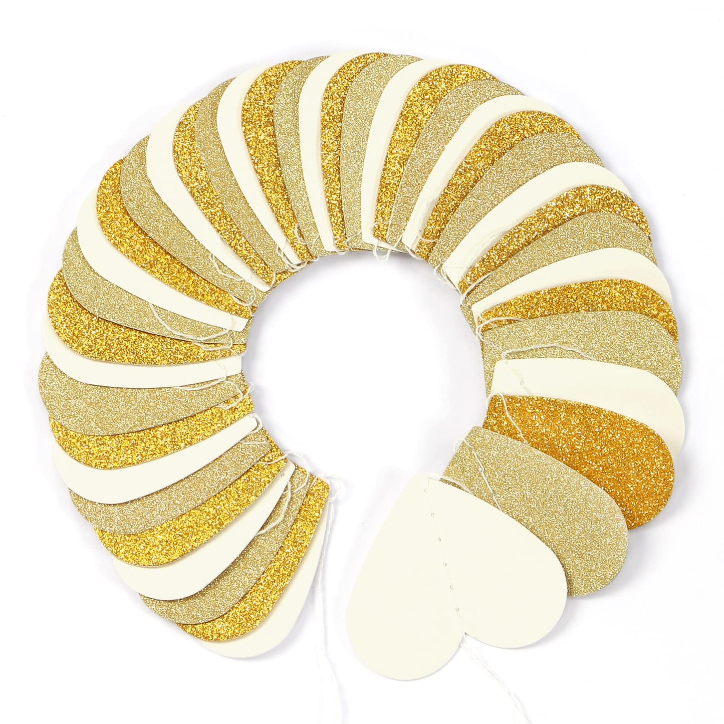 White-Gold Champagne Party-Decorations Heart Streamers Garland - 52Ft Christmas Wedding Engagement