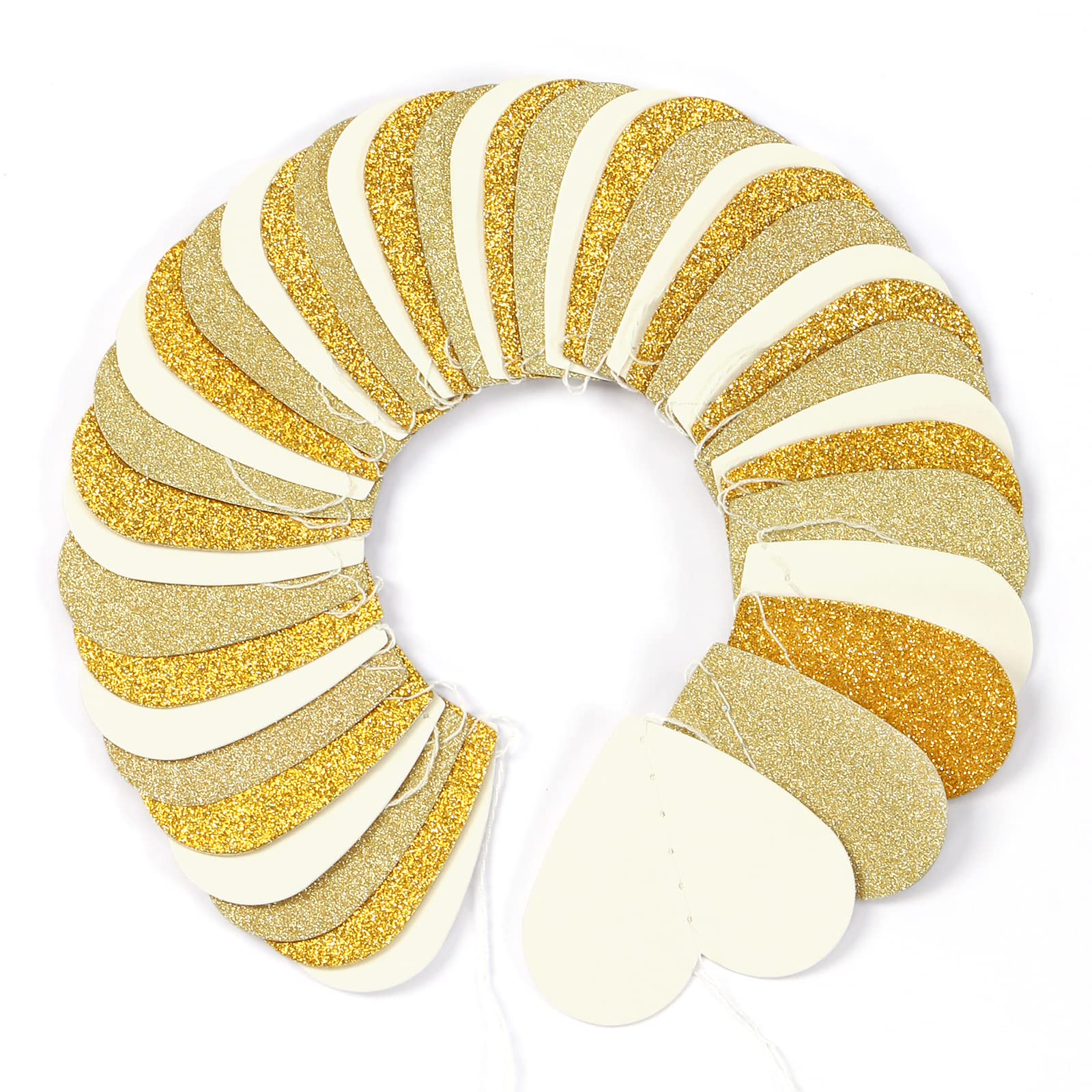 White-Gold Champagne Party-Decorations Heart Streamers Garland - 52Ft Christmas Wedding Engagement