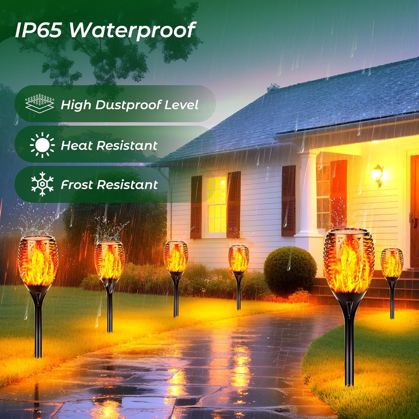 Walensee Solar Tiki Torches with Flickering Flame,96 LED Solar Torch Lights Outdoor Waterproof,43" Tall Super Larger Size Tiki Torches for Outside Garden Patio Yard, 6Pack