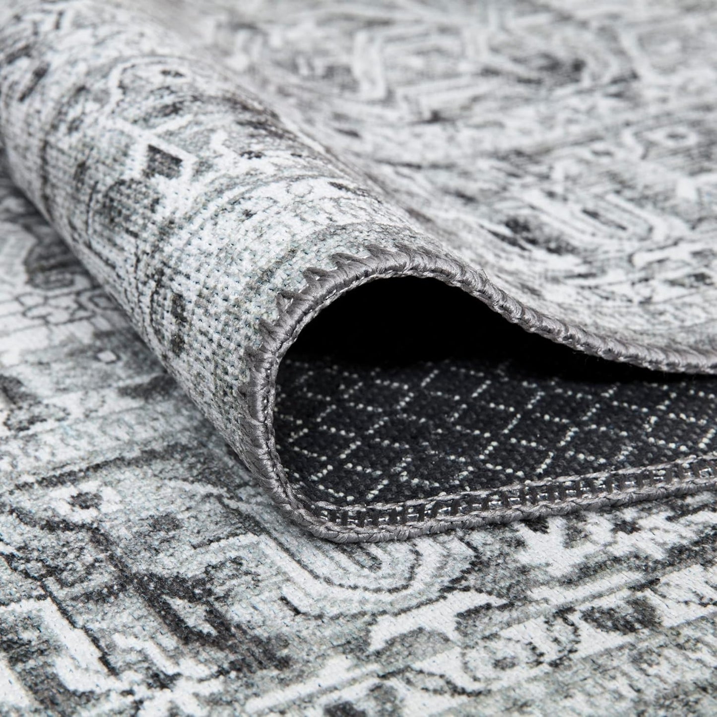 Bloom Rugs Washable Non-Slip 3' x 5' Rug - Gray/Charcoal Traditional Medallion Area Rug for Living Room, Bedroom, Dining Room, and Kitchen - Exact Size: 3' x 5'