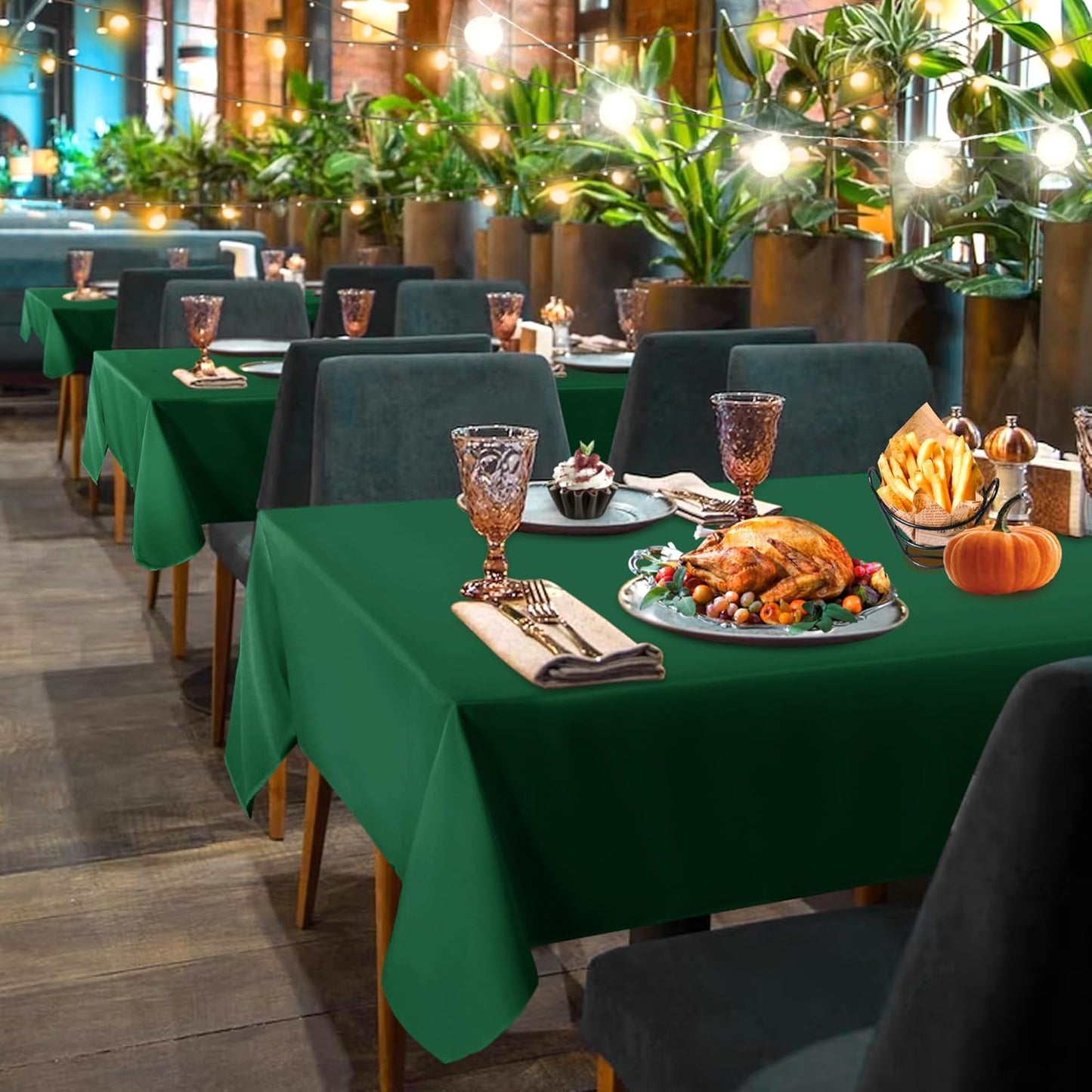 sancua 6 Pack Hunter Green Tablecloth 60 x 102 Inch, Rectangle 6 Feet Table Cloth - Stain and Wrinkle Resistant Washable Polyester Table Cover for Dining Tables, Buffet Parties and Camping