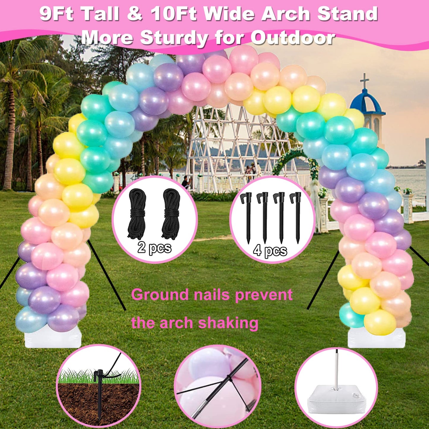 Balloon Arch Kit and Balloon Pump Electric, 10ft Wide Adjustable Balloon Arch Stand With