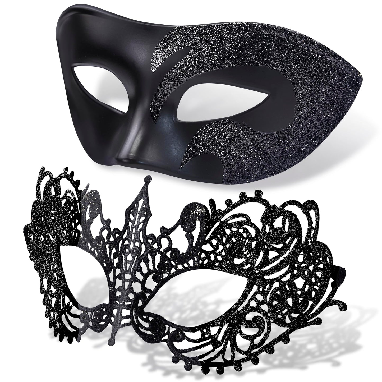 SIQUK Couple Masquerade Masks Set Venetian Party Mask Plastic Halloween Costume Masks Mardi Gras