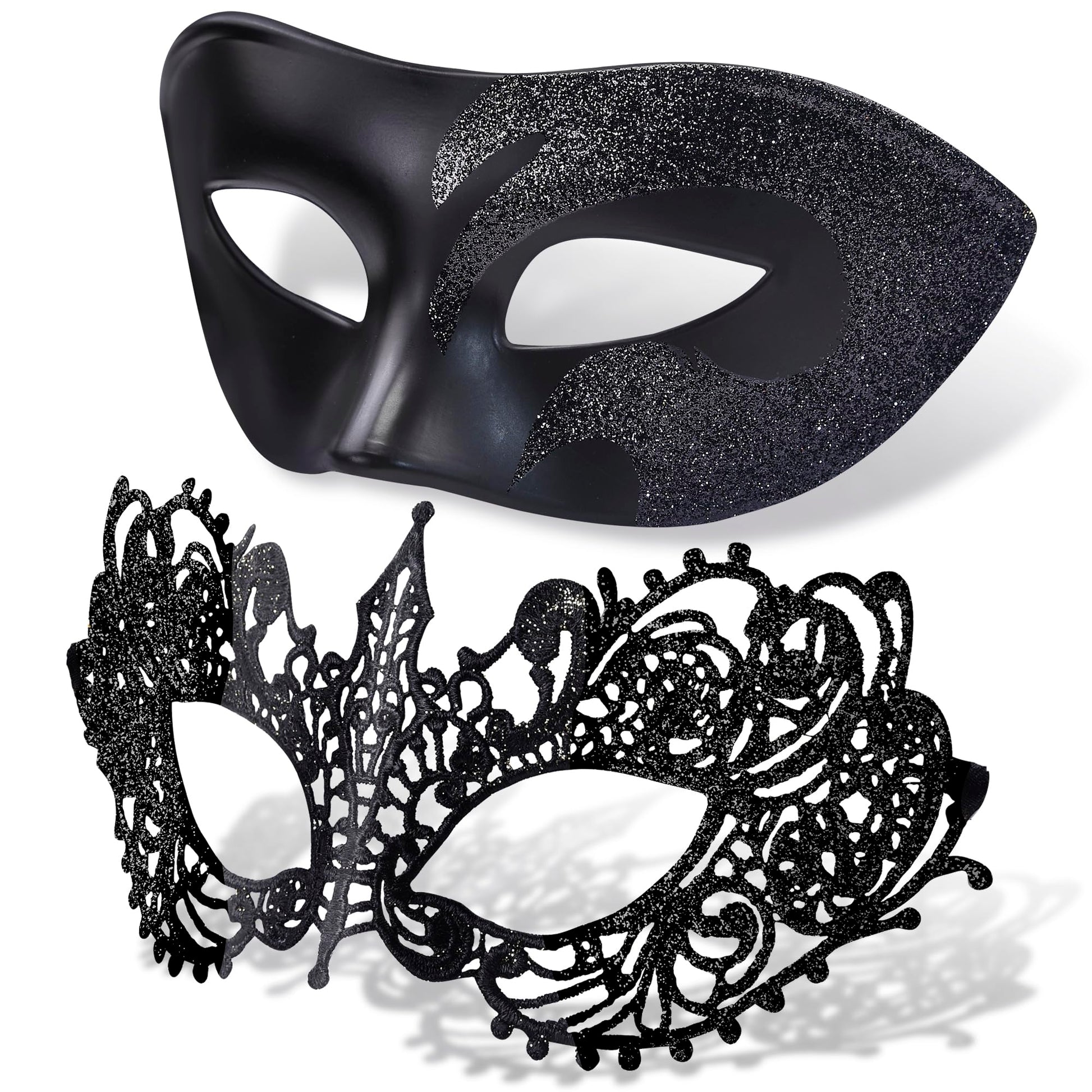 SIQUK Couple Masquerade Masks Set Venetian Party Mask Plastic Halloween Costume Masks Mardi Gras