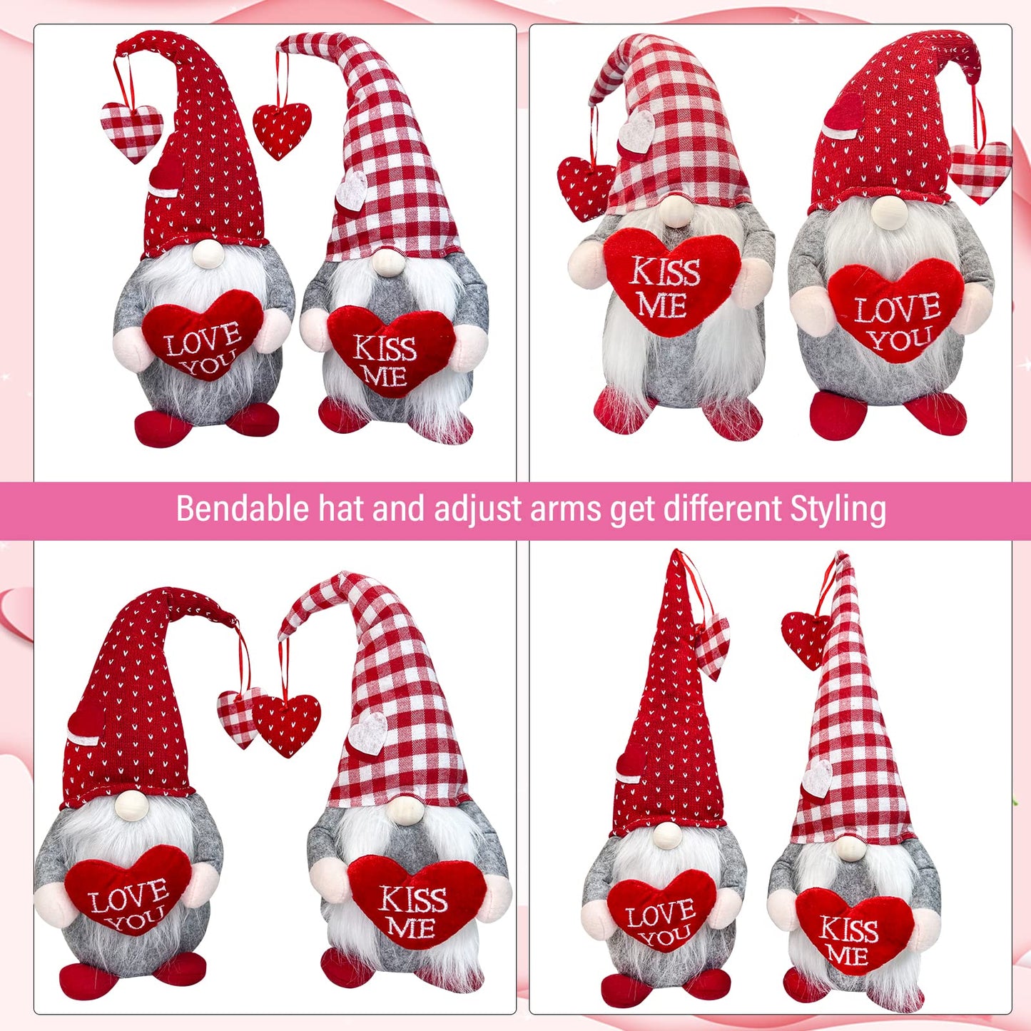 MPINOI Valentines Day Gnome Decor - 2Pcs Valentine Gnomes Plush Home Table Decorations, Mr & Mrs.